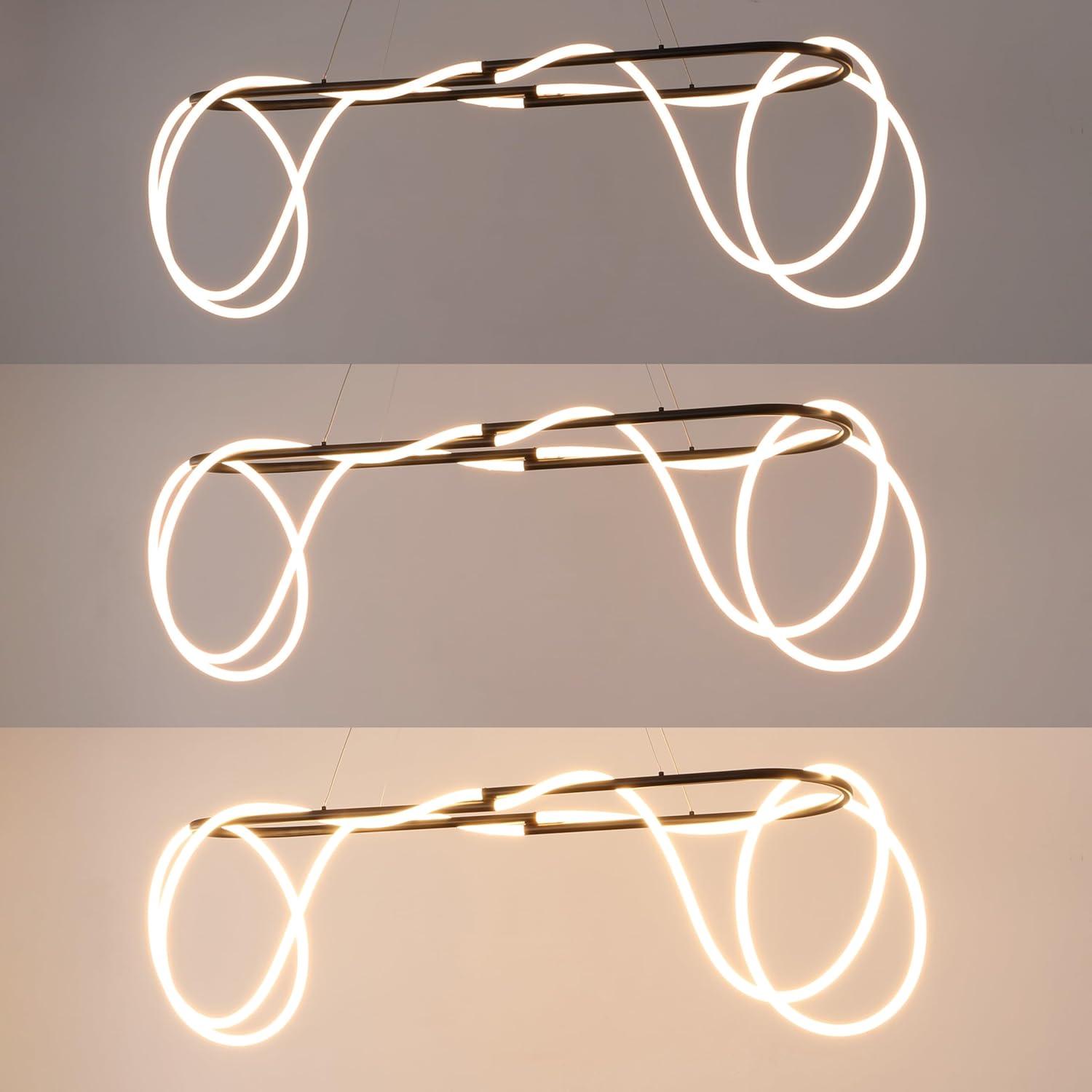 imageJONATHAN Y JYL7140B Lisette 25quot Contemporary Minimalist 360 Adjustable Silicone Neon Rope Dimmable Integrated LED Chandelier Black for Bedroom Living Room Kitchen Home Office Kids RoomBrass Gold