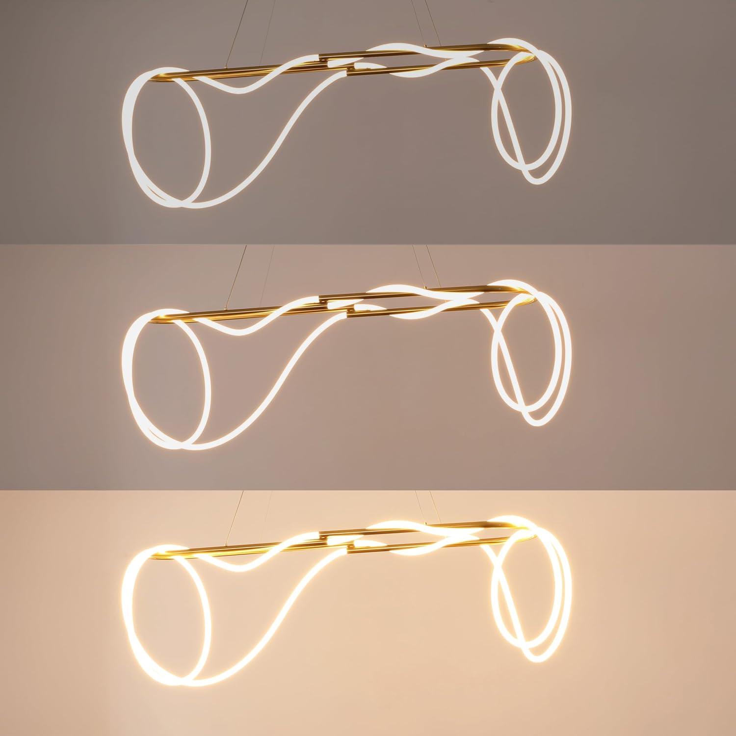 imageJONATHAN Y JYL7140B Lisette 25quot Contemporary Minimalist 360 Adjustable Silicone Neon Rope Dimmable Integrated LED Chandelier Black for Bedroom Living Room Kitchen Home Office Kids RoomBlack