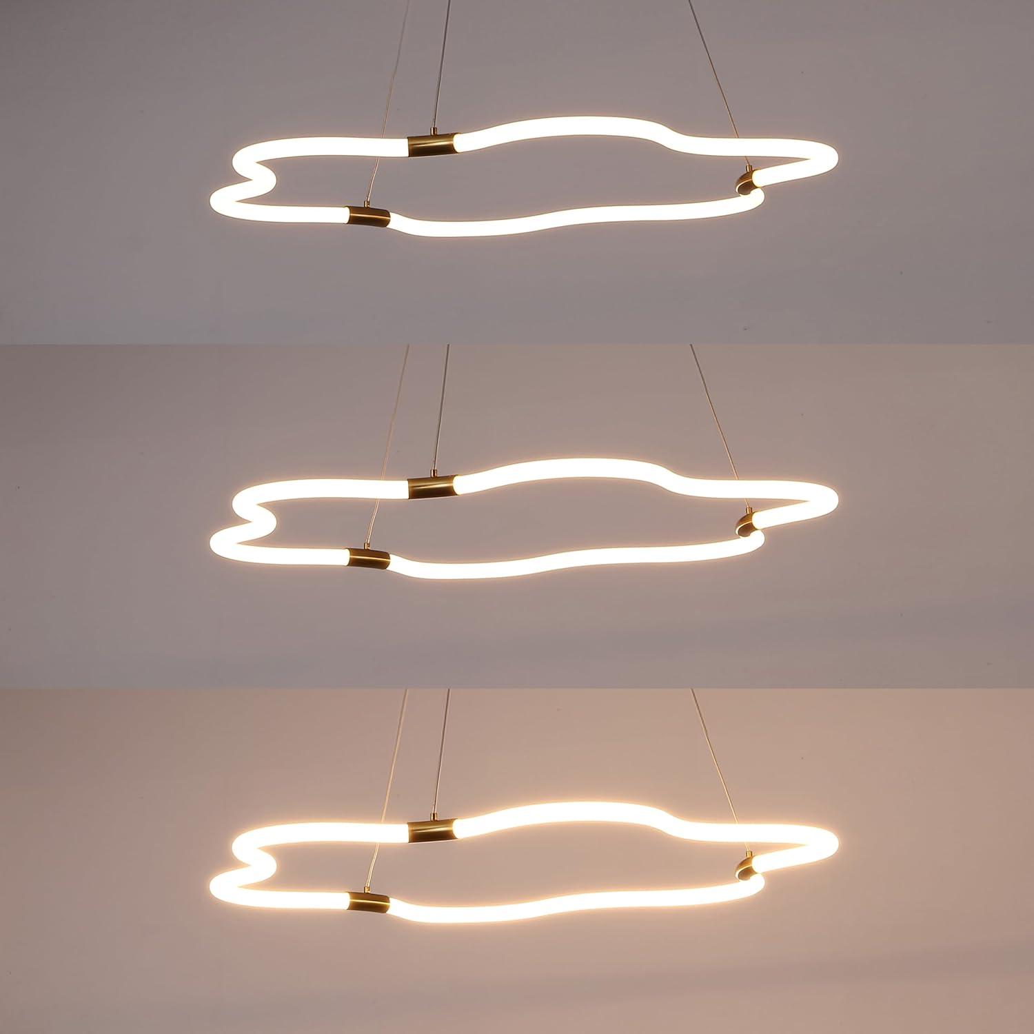 imageJONATHAN Y JYL7143A Nuvola 315quot Contemporary Minimalist MetalAcrylic Adjustable Dimmable Cloud Integrated LED Chandelier Brass Gold for Bedroom Living Room Kitchen Home Office Kids RoomBrass Gold