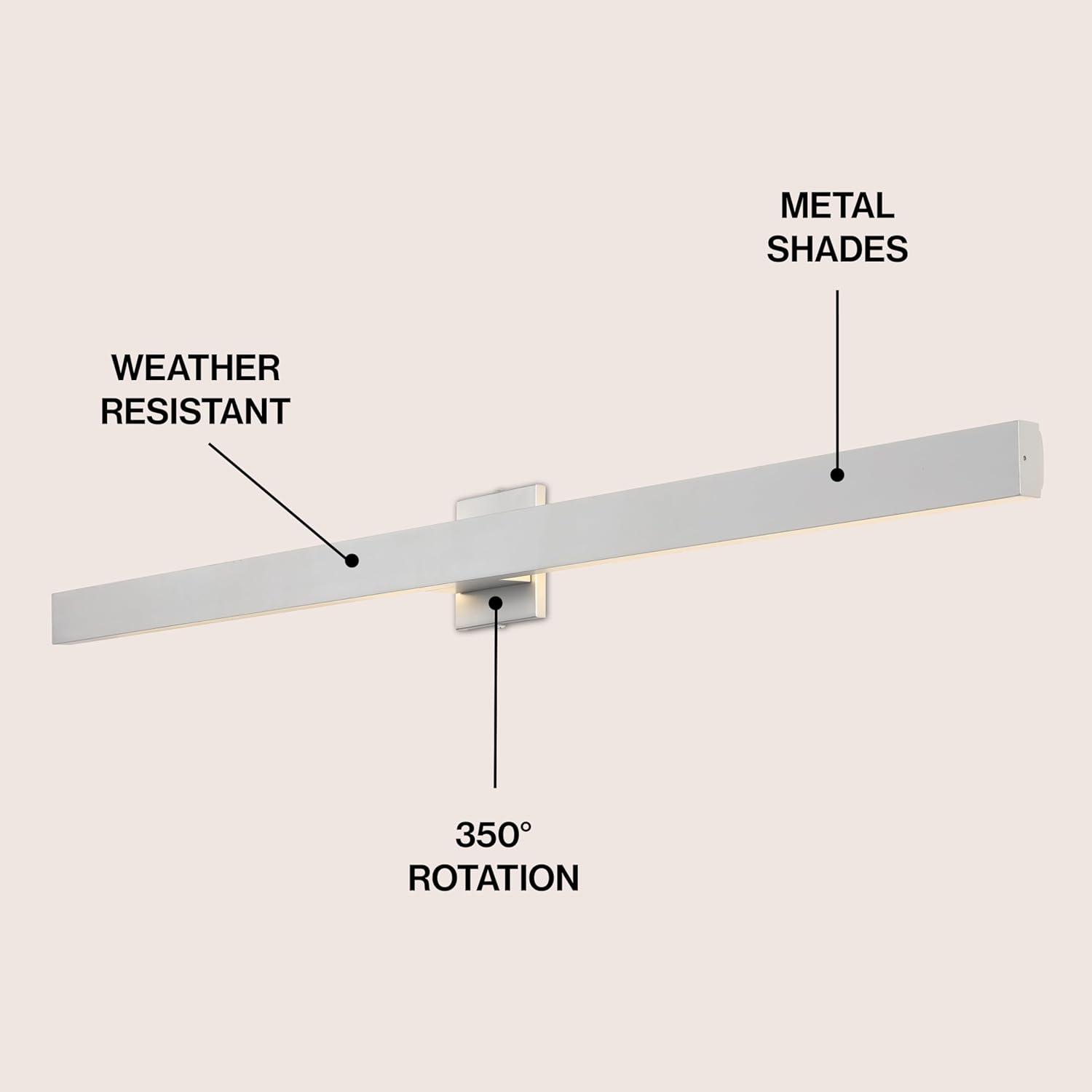 imageJONATHAN Y JYL7146C Vara 495quot Modern Minimalist IndoorOutdoor Metal 350Degree Rotate Dimmable Integrated Linear LED Wall Sconce for Entryway Kitchen Bathroom Bedroom Living Room Hallway WhiteSilver