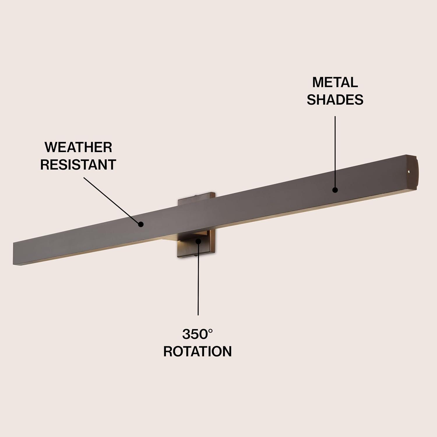 imageJONATHAN Y JYL7146C Vara 495quot Modern Minimalist IndoorOutdoor Metal 350Degree Rotate Dimmable Integrated Linear LED Wall Sconce for Entryway Kitchen Bathroom Bedroom Living Room Hallway WhiteOilRubbed Bronze