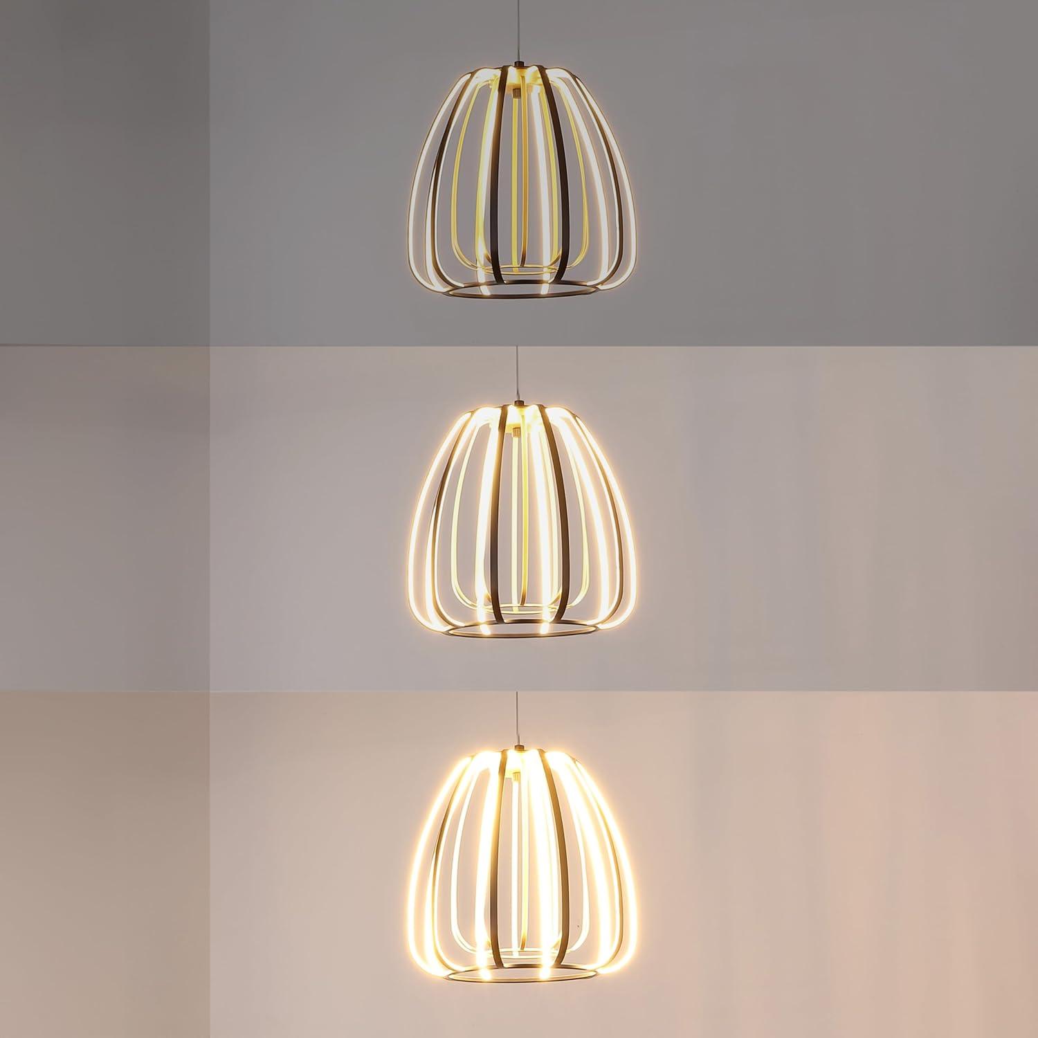 imageJONATHAN Y JYL7149A Gigi 115quot Modern Glam Metal Adjustable Dimmable Stripe Cage Integrated LED Pendant BlackGold Painting for Bedroom Living Room Dining Room115L x 115W x 730H