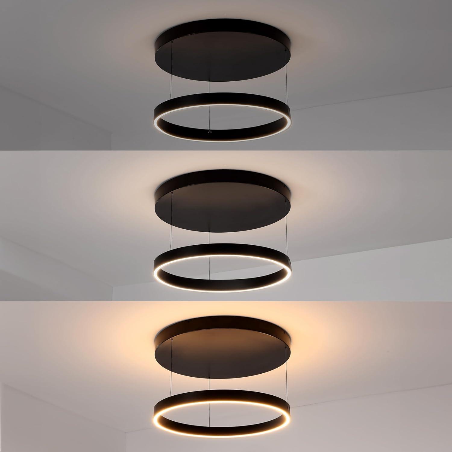imageJONATHAN Y JYL7151A Jense 2375quot Minimalist Modern Metal Adjustable Dimmable Ring LED Pendant Black for Bedroom Living Room Dining RoomBlack