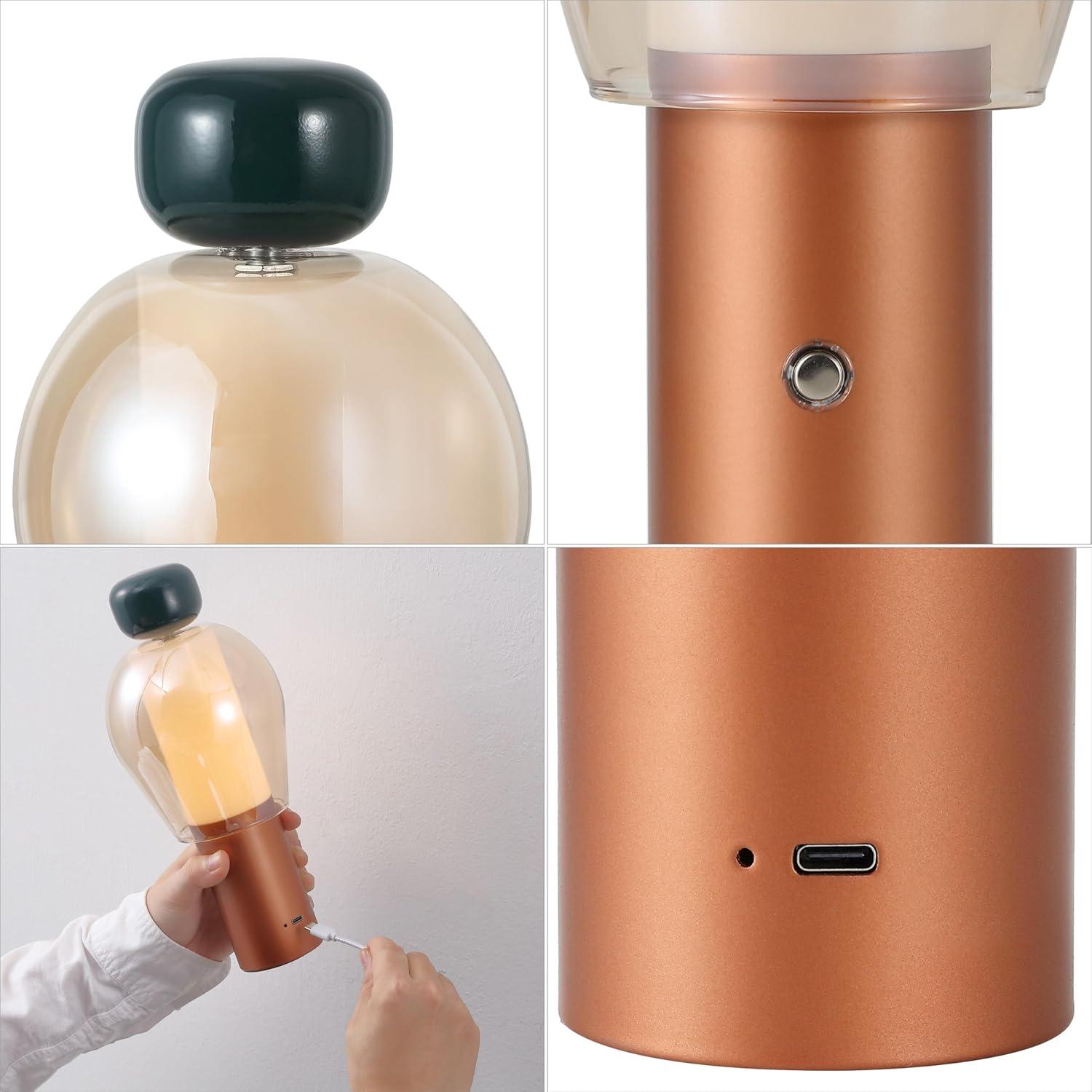 imageJONATHAN Y JYL7161B Evonne 1075quot Modern Glam CandleStyle RechargeableCordless Dimmable Integrated LED Table Lamp with Touch Sensor Bedroom Living Room Office Dining Room BlueCooperAmberDark GreenCopperAmber