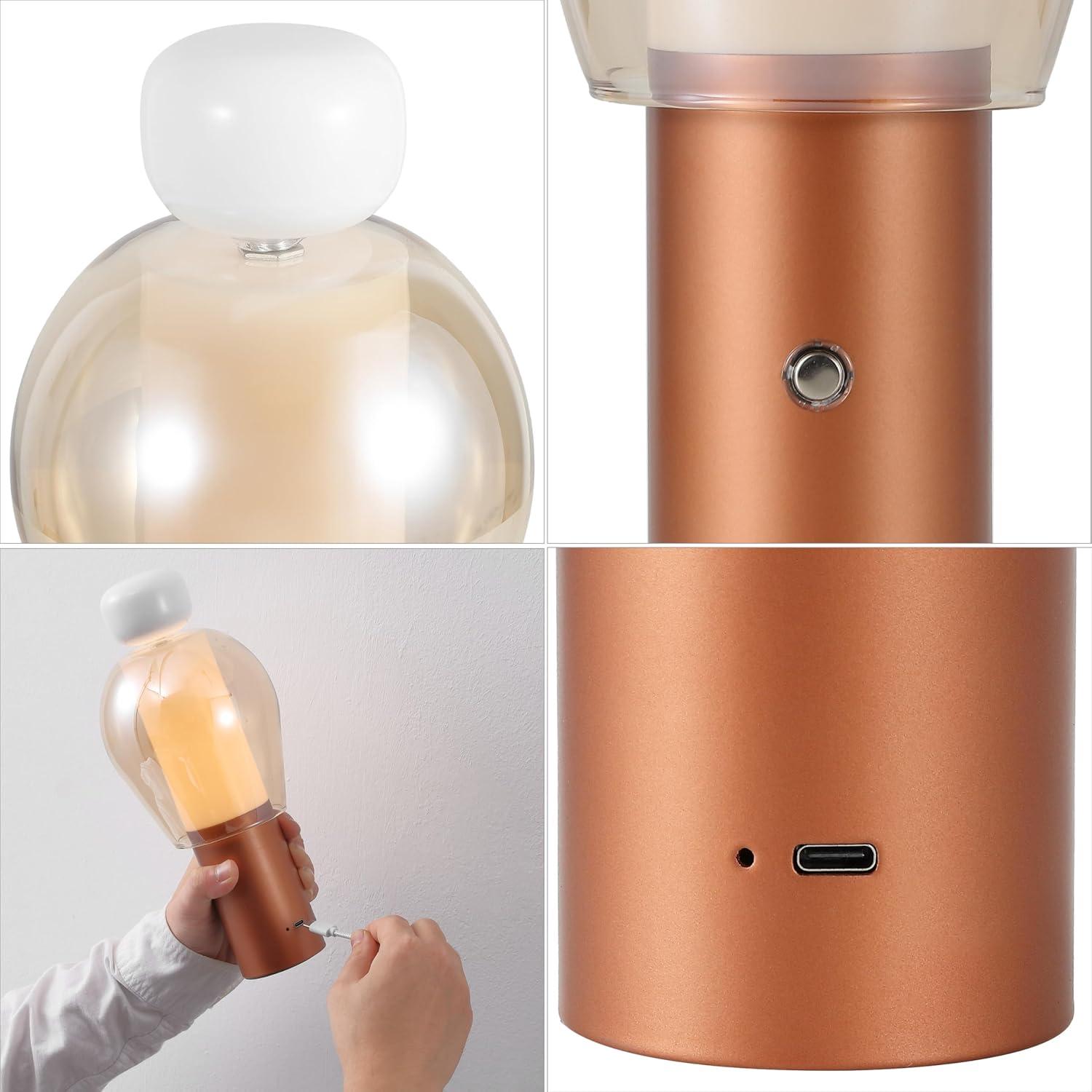 imageJONATHAN Y JYL7161B Evonne 1075quot Modern Glam CandleStyle RechargeableCordless Dimmable Integrated LED Table Lamp with Touch Sensor Bedroom Living Room Office Dining Room BlueCooperAmberWhiteCopperAmber