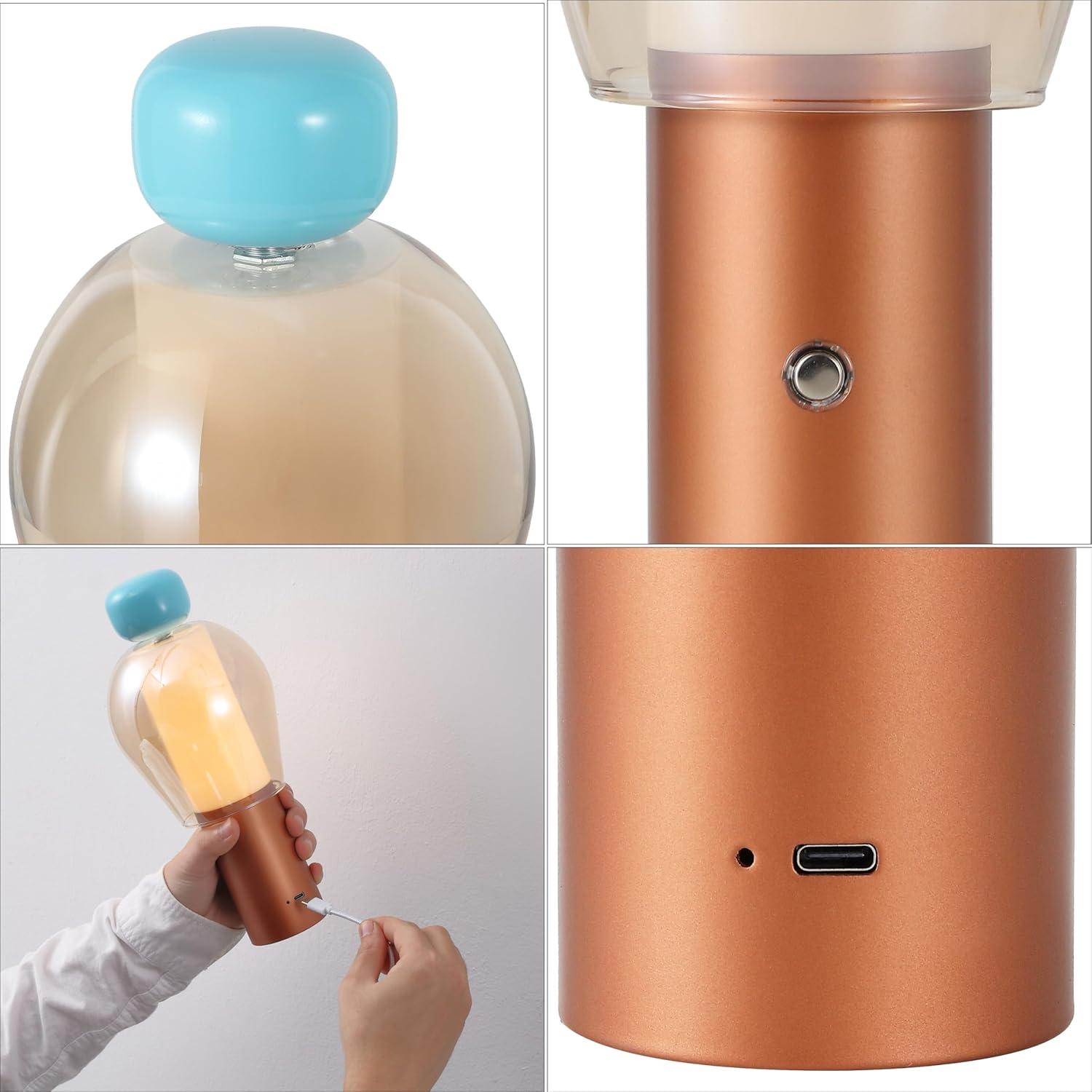 imageJONATHAN Y JYL7161B Evonne 1075quot Modern Glam CandleStyle RechargeableCordless Dimmable Integrated LED Table Lamp with Touch Sensor Bedroom Living Room Office Dining Room BlueCooperAmberBlueCopperAmber