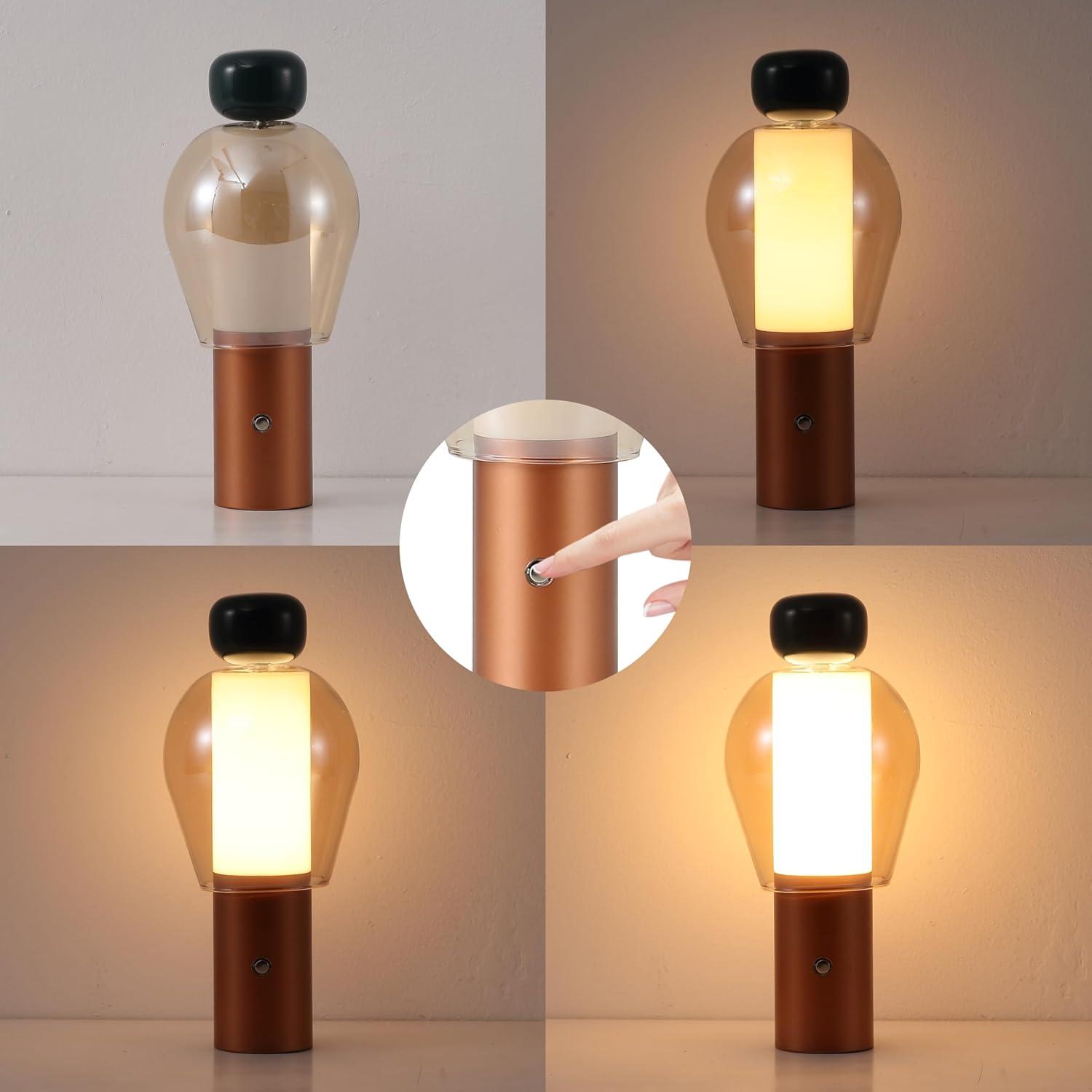 imageJONATHAN Y JYL7161B Evonne 1075quot Modern Glam CandleStyle RechargeableCordless Dimmable Integrated LED Table Lamp with Touch Sensor Bedroom Living Room Office Dining Room BlueCooperAmberDark GreenCopperAmber