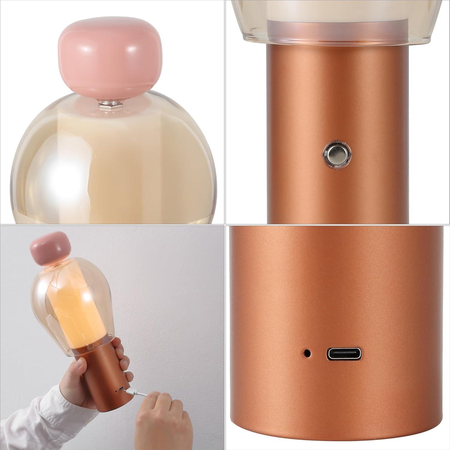 imageJONATHAN Y JYL7161B Evonne 1075quot Modern Glam CandleStyle RechargeableCordless Dimmable Integrated LED Table Lamp with Touch Sensor Bedroom Living Room Office Dining Room BlueCooperAmberPinkCopperAmber