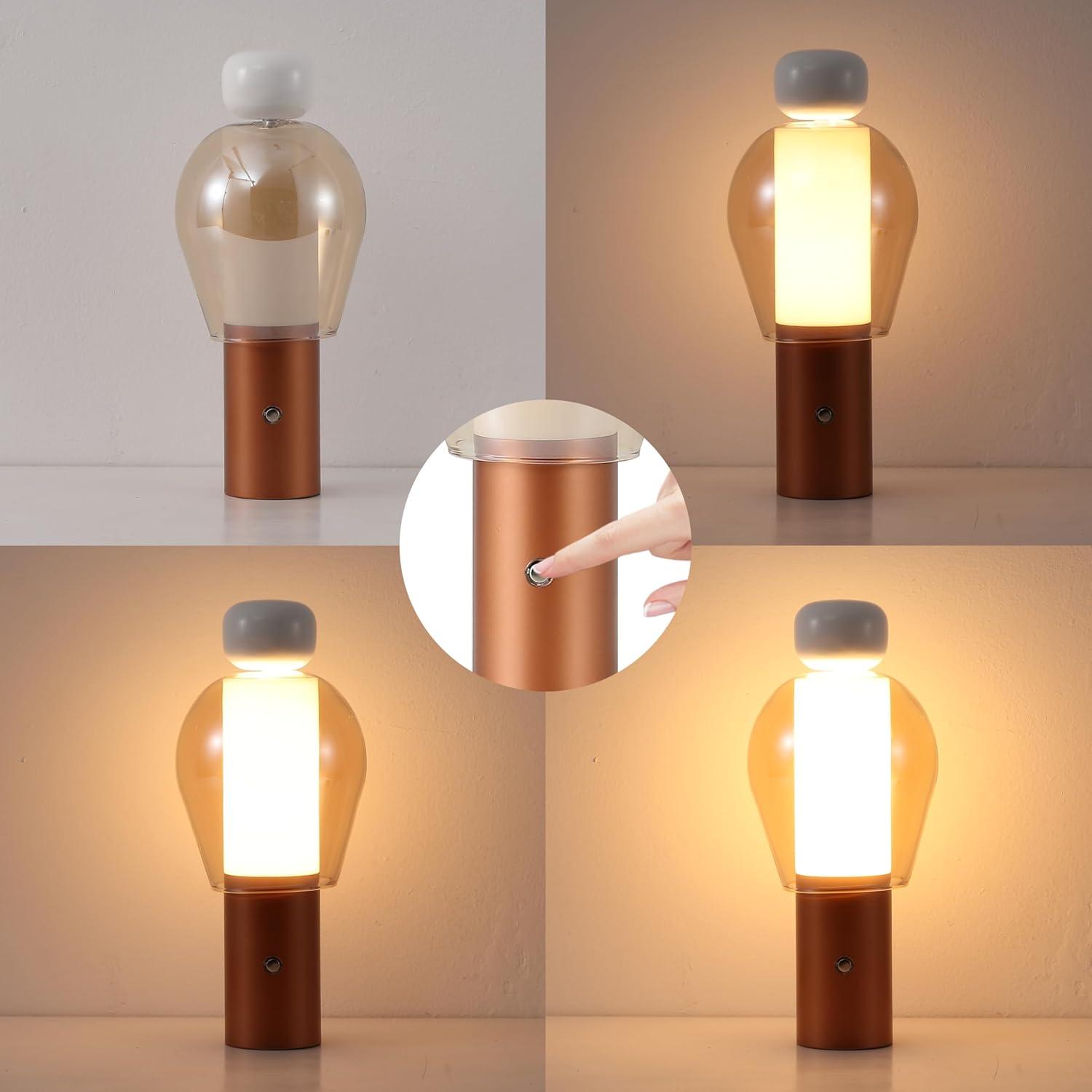 imageJONATHAN Y JYL7161B Evonne 1075quot Modern Glam CandleStyle RechargeableCordless Dimmable Integrated LED Table Lamp with Touch Sensor Bedroom Living Room Office Dining Room BlueCooperAmberWhiteCopperAmber