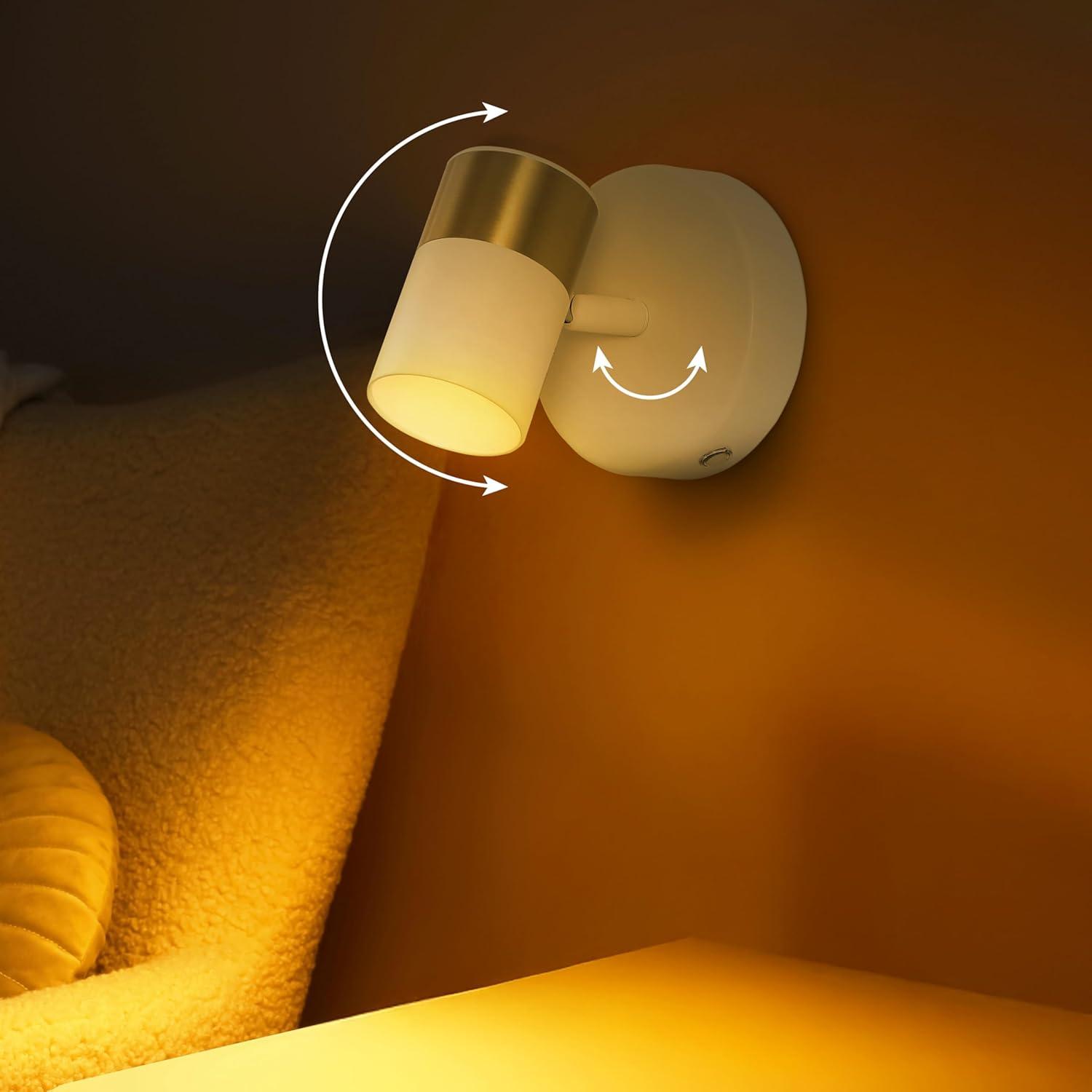 imageJONATHAN Y JYL7162A Paola 6quot 1Light Modern Adjustable Head Integrated Dimmable LED Rechargeable Wall Spotlight with Touch Sensor for Bedroom Living Room Kitchen Office BlackBrass GoldWhiteBrass Gold