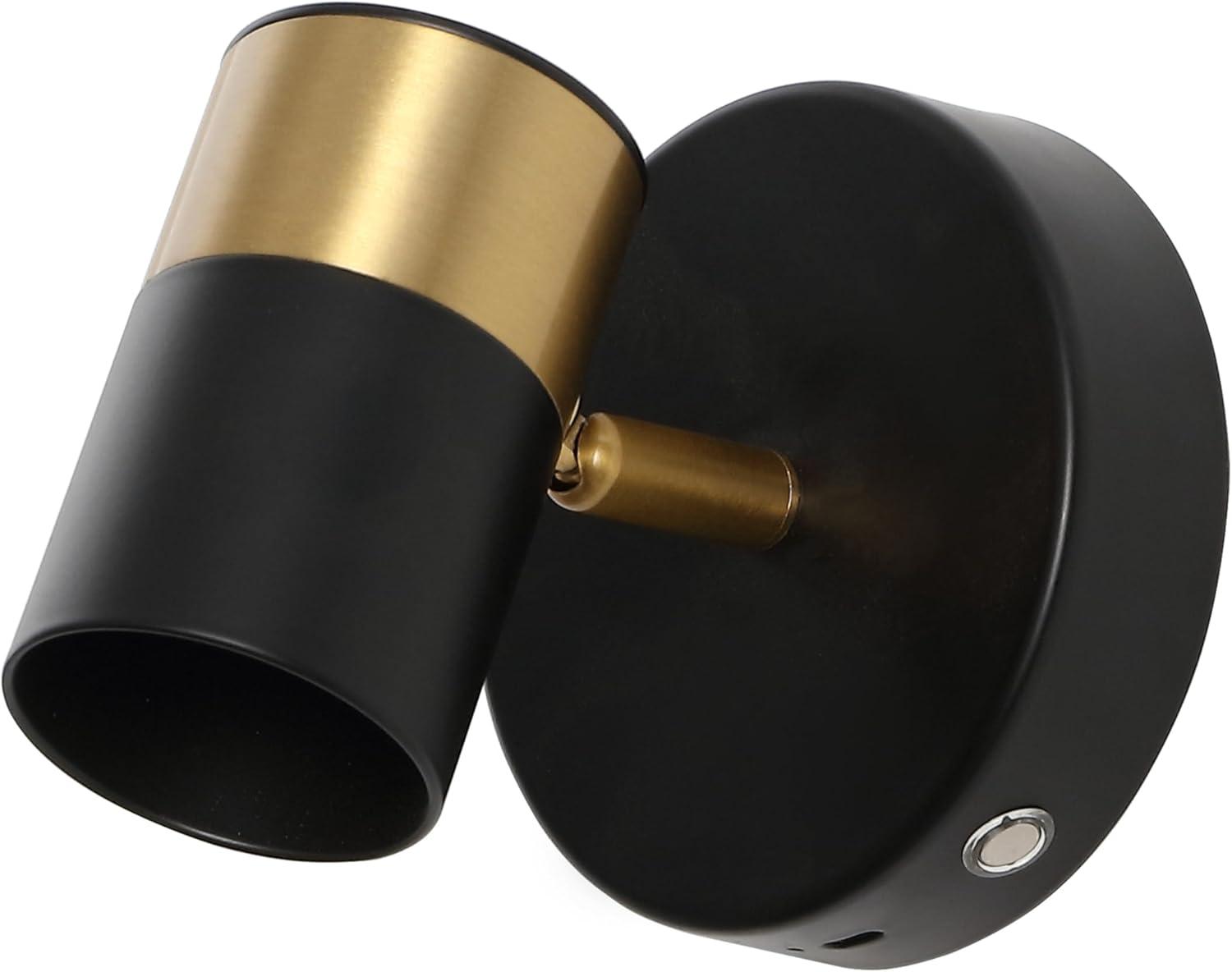 imageJONATHAN Y JYL7162A Paola 6quot 1Light Modern Adjustable Head Integrated Dimmable LED Rechargeable Wall Spotlight with Touch Sensor for Bedroom Living Room Kitchen Office BlackBrass GoldBlackBrass Gold