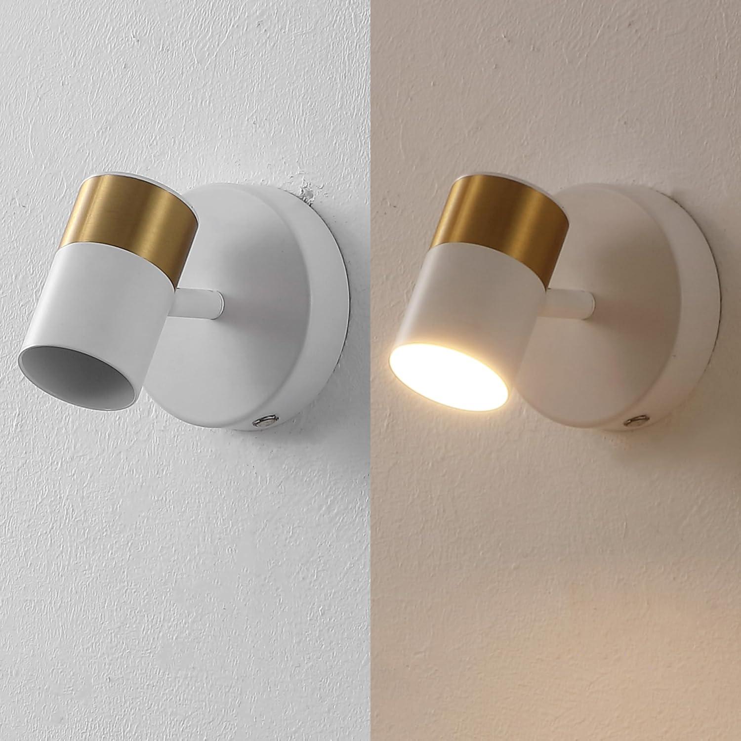 imageJONATHAN Y JYL7162A Paola 6quot 1Light Modern Adjustable Head Integrated Dimmable LED Rechargeable Wall Spotlight with Touch Sensor for Bedroom Living Room Kitchen Office BlackBrass GoldWhiteBrass Gold