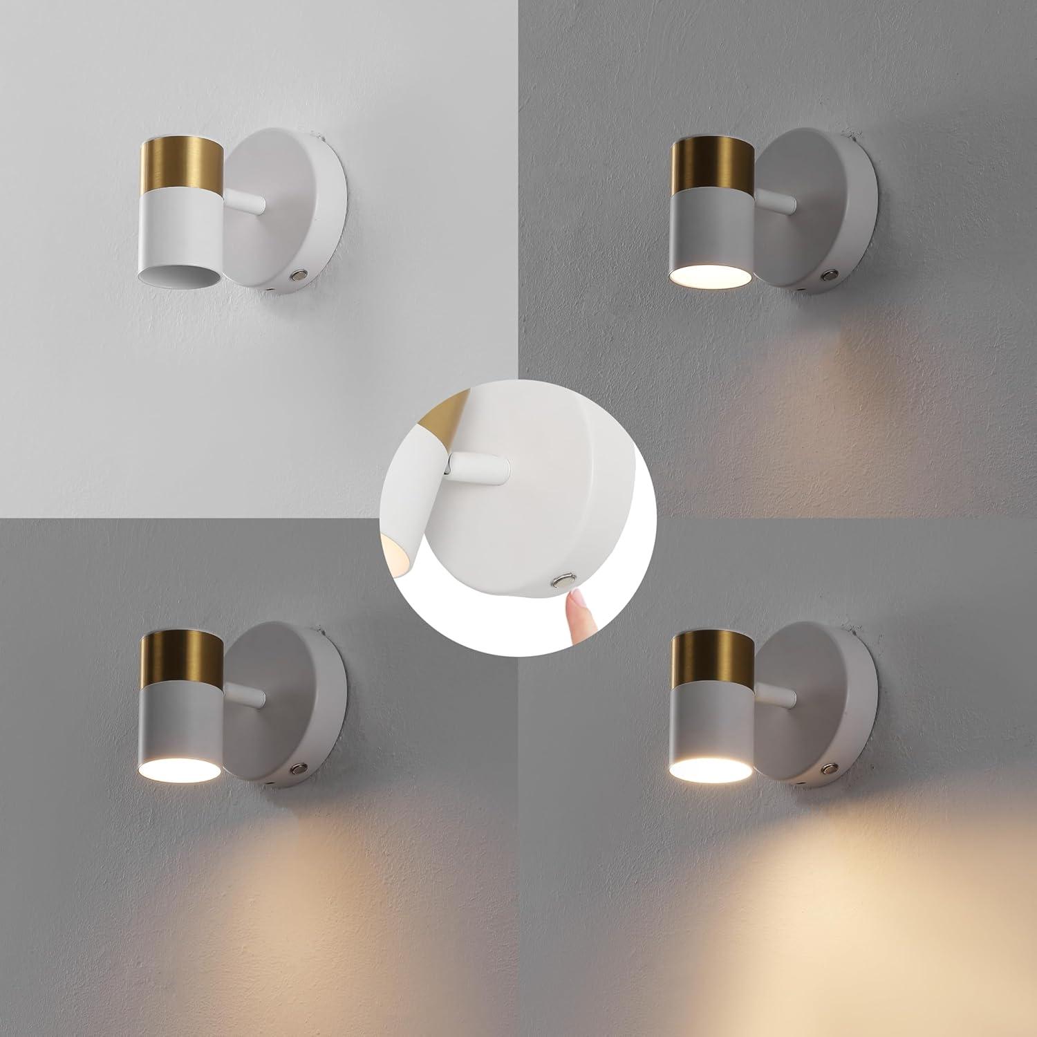 imageJONATHAN Y JYL7162A Paola 6quot 1Light Modern Adjustable Head Integrated Dimmable LED Rechargeable Wall Spotlight with Touch Sensor for Bedroom Living Room Kitchen Office BlackBrass GoldWhiteBrass Gold