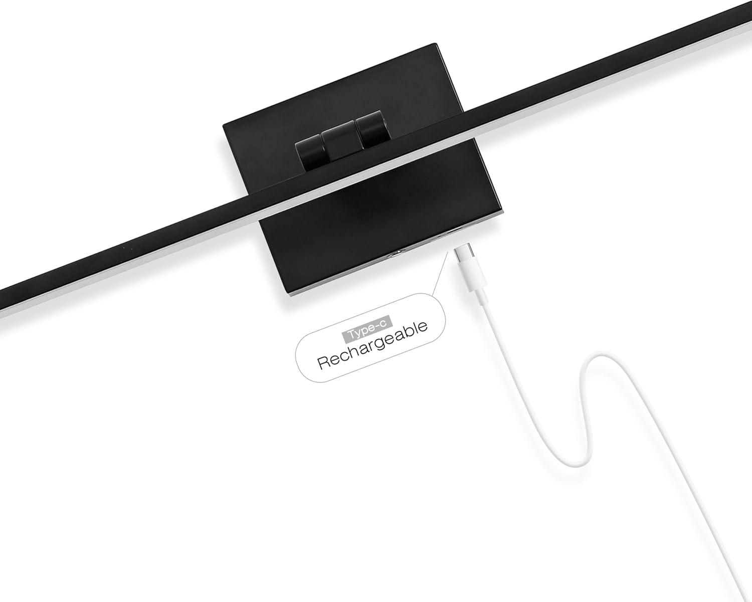 imageJONATHAN Y JYL7163E Santino 28quot Modern Minimalist Swivel Integrated Dimmable LED Rechargeable Picture Light with Touch Sensor for Bedroom Living Room Kitchen Office ChromeBlack