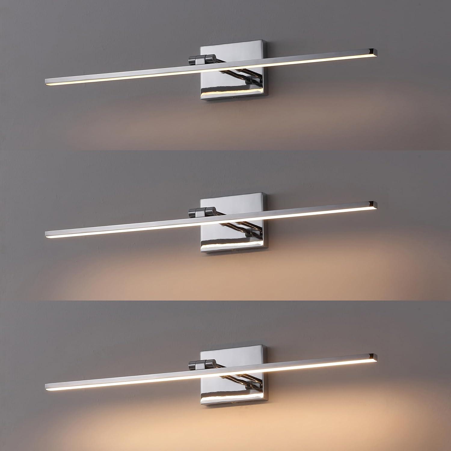 imageJONATHAN Y JYL7163E Santino 28quot Modern Minimalist Swivel Integrated Dimmable LED Rechargeable Picture Light with Touch Sensor for Bedroom Living Room Kitchen Office ChromeChrome