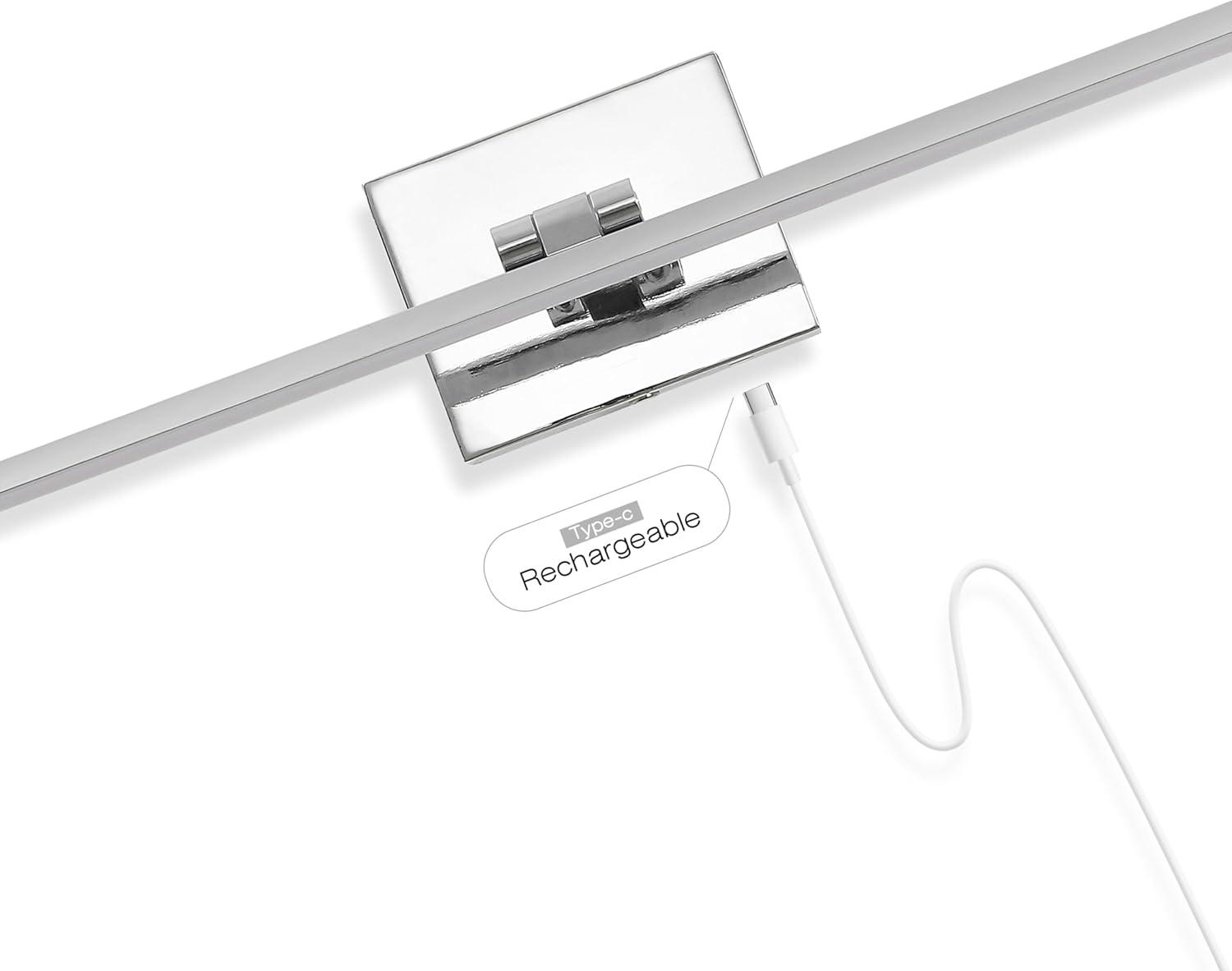 imageJONATHAN Y JYL7163E Santino 28quot Modern Minimalist Swivel Integrated Dimmable LED Rechargeable Picture Light with Touch Sensor for Bedroom Living Room Kitchen Office ChromeChrome