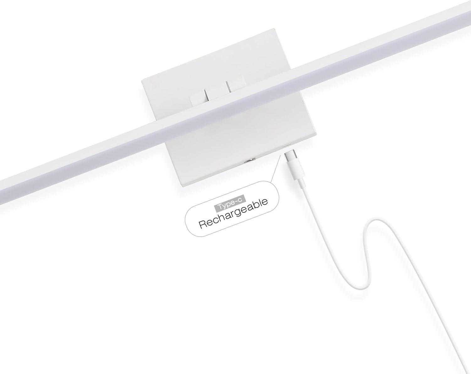 imageJONATHAN Y JYL7163E Santino 28quot Modern Minimalist Swivel Integrated Dimmable LED Rechargeable Picture Light with Touch Sensor for Bedroom Living Room Kitchen Office ChromeWhite