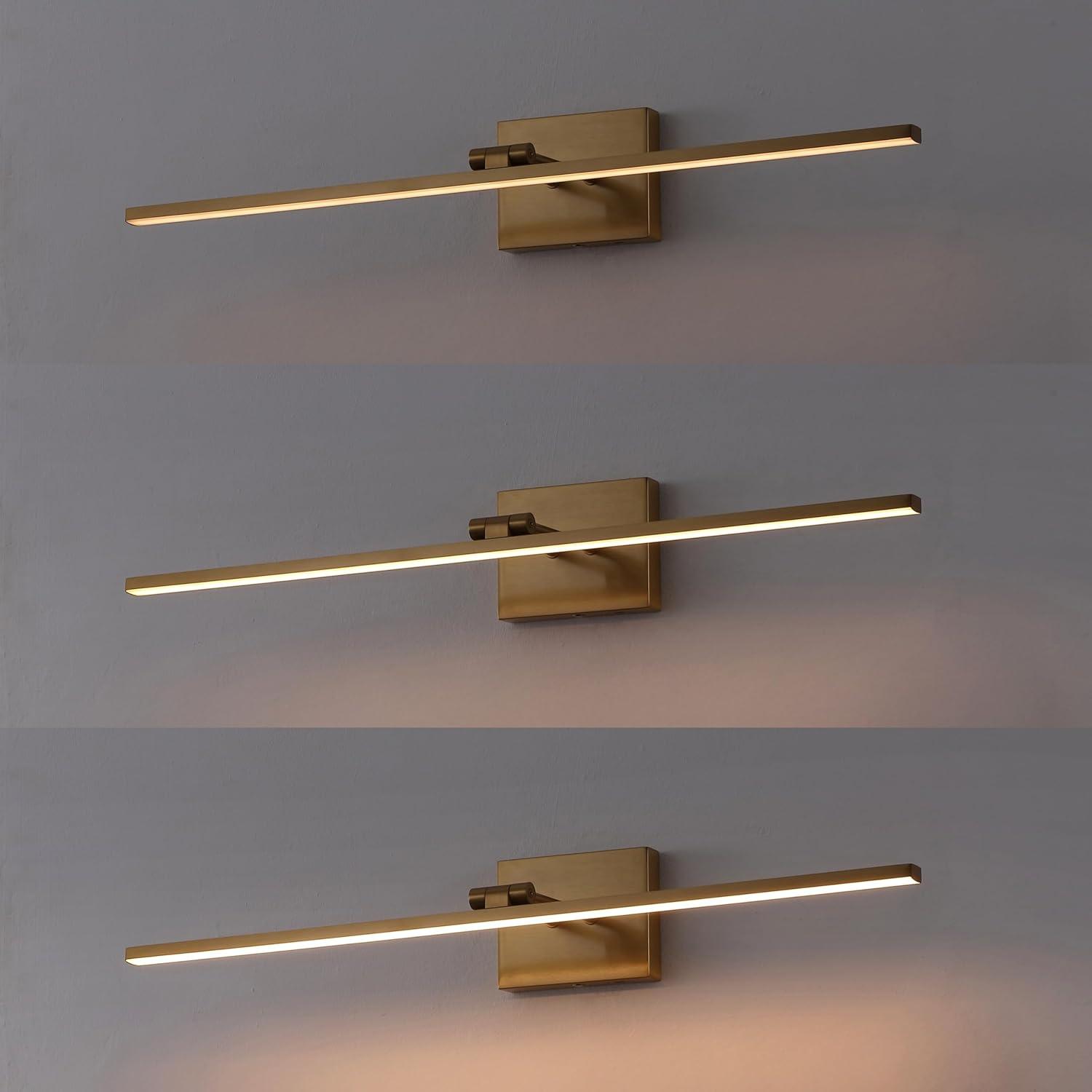 imageJONATHAN Y JYL7163E Santino 28quot Modern Minimalist Swivel Integrated Dimmable LED Rechargeable Picture Light with Touch Sensor for Bedroom Living Room Kitchen Office ChromeBrass Gold