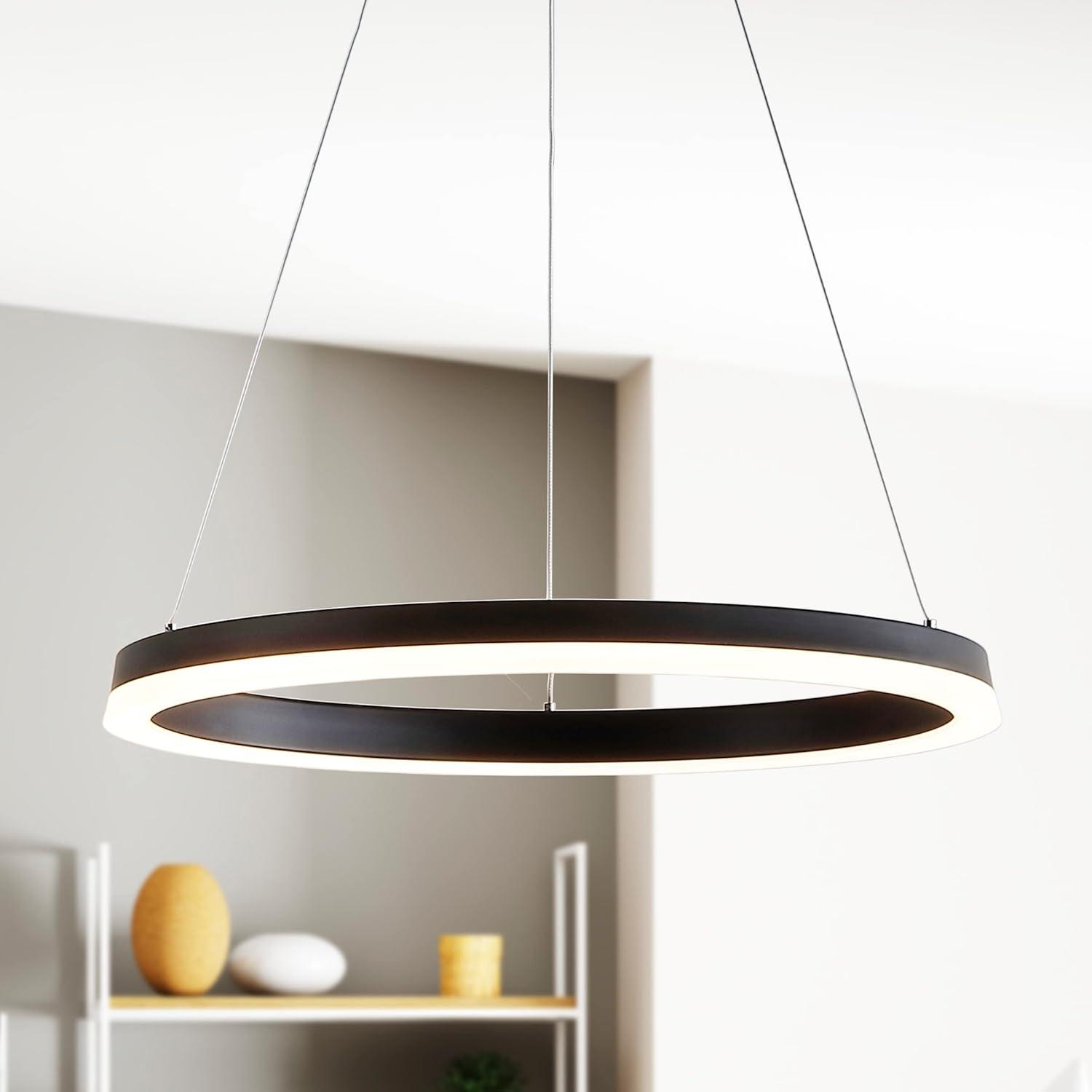 imageJONATHAN Y JYL7200B Baxter 235quot 1Light Modern Contemporary Aluminum Integrated LED Hoop Pendant Coastal Industrial Minimalist Bedroom Living Room BlackBlack