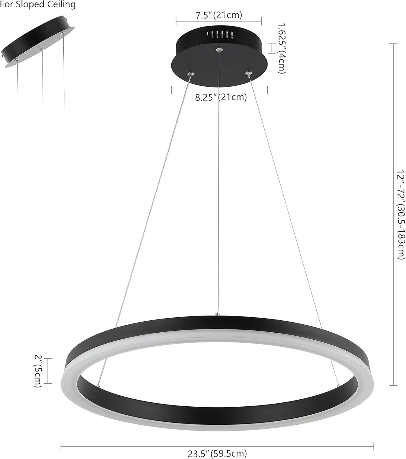 imageJONATHAN Y JYL7200B Baxter 235quot 1Light Modern Contemporary Aluminum Integrated LED Hoop Pendant Coastal Industrial Minimalist Bedroom Living Room BlackBlack