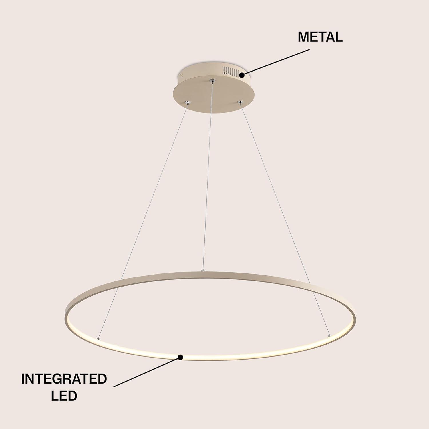 imageJONATHAN Y JYL7203A Brice 2375 Round Integrated LED Metal Pendant Chandelier Modern Contemporary Transitional Dining Room Living Room Kitchen Foyer Bedroom Hallway Matte BlackBeige