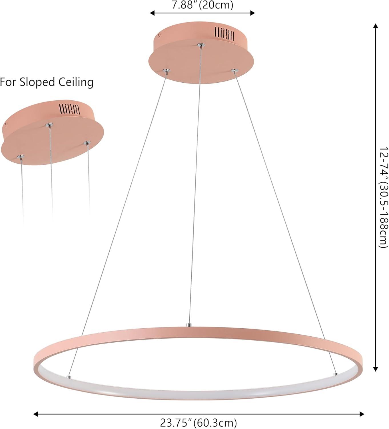 imageJONATHAN Y JYL7203A Brice 2375 Round Integrated LED Metal Pendant Chandelier Modern Contemporary Transitional Dining Room Living Room Kitchen Foyer Bedroom Hallway Matte BlackMatte Pink