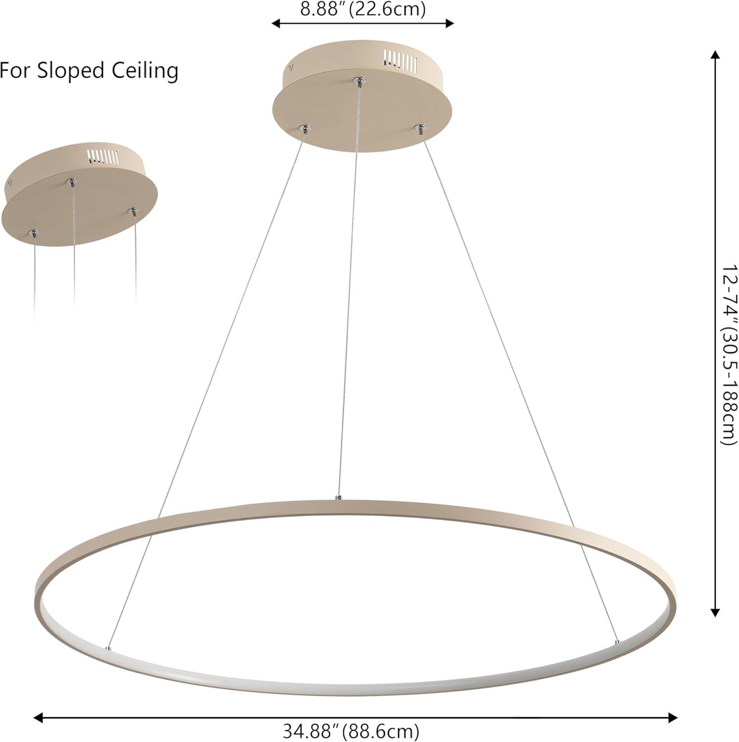 imageJONATHAN Y JYL7203A Brice 2375 Round Integrated LED Metal Pendant Chandelier Modern Contemporary Transitional Dining Room Living Room Kitchen Foyer Bedroom Hallway Matte BlackBeige