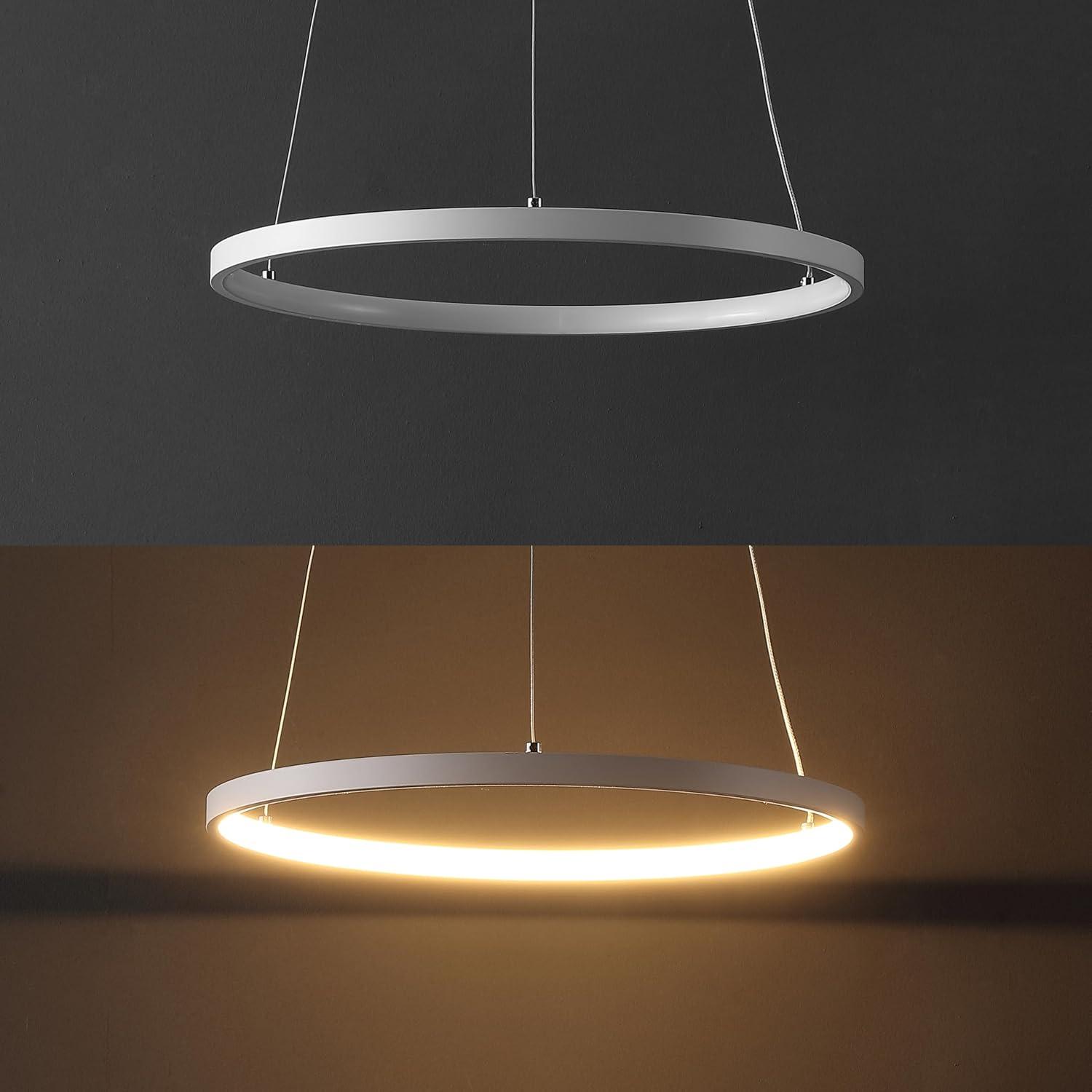 imageJONATHAN Y JYL7203A Brice 2375 Round Integrated LED Metal Pendant Chandelier Modern Contemporary Transitional Dining Room Living Room Kitchen Foyer Bedroom Hallway Matte BlackMatte White