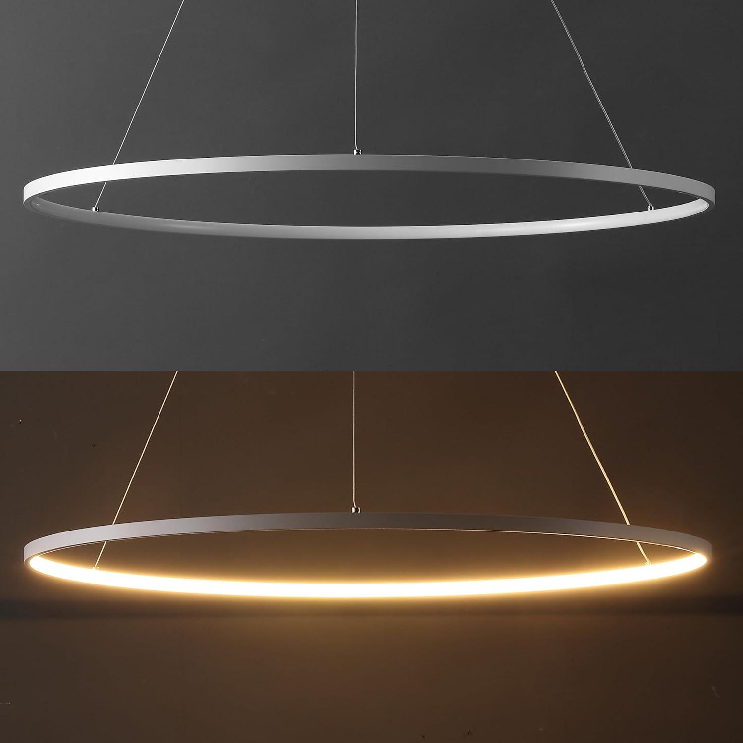imageJONATHAN Y JYL7203A Brice 2375 Round Integrated LED Metal Pendant Chandelier Modern Contemporary Transitional Dining Room Living Room Kitchen Foyer Bedroom Hallway Matte BlackMatte White