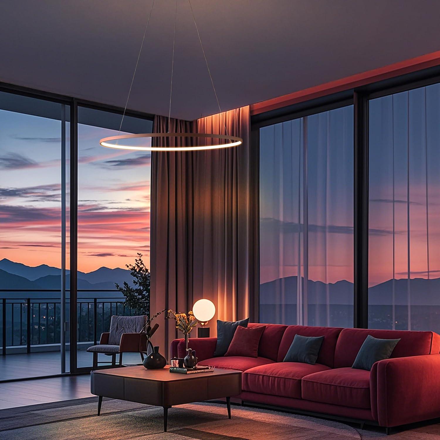 imageJONATHAN Y JYL7203A Brice 2375 Round Integrated LED Metal Pendant Chandelier Modern Contemporary Transitional Dining Room Living Room Kitchen Foyer Bedroom Hallway Matte BlackMatte Pink