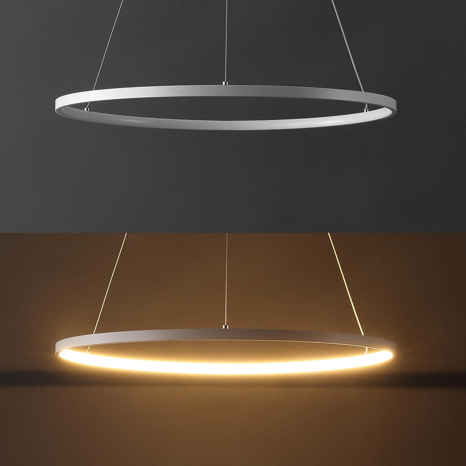 imageJONATHAN Y JYL7203A Brice 2375 Round Integrated LED Metal Pendant Chandelier Modern Contemporary Transitional Dining Room Living Room Kitchen Foyer Bedroom Hallway Matte BlackMatte White