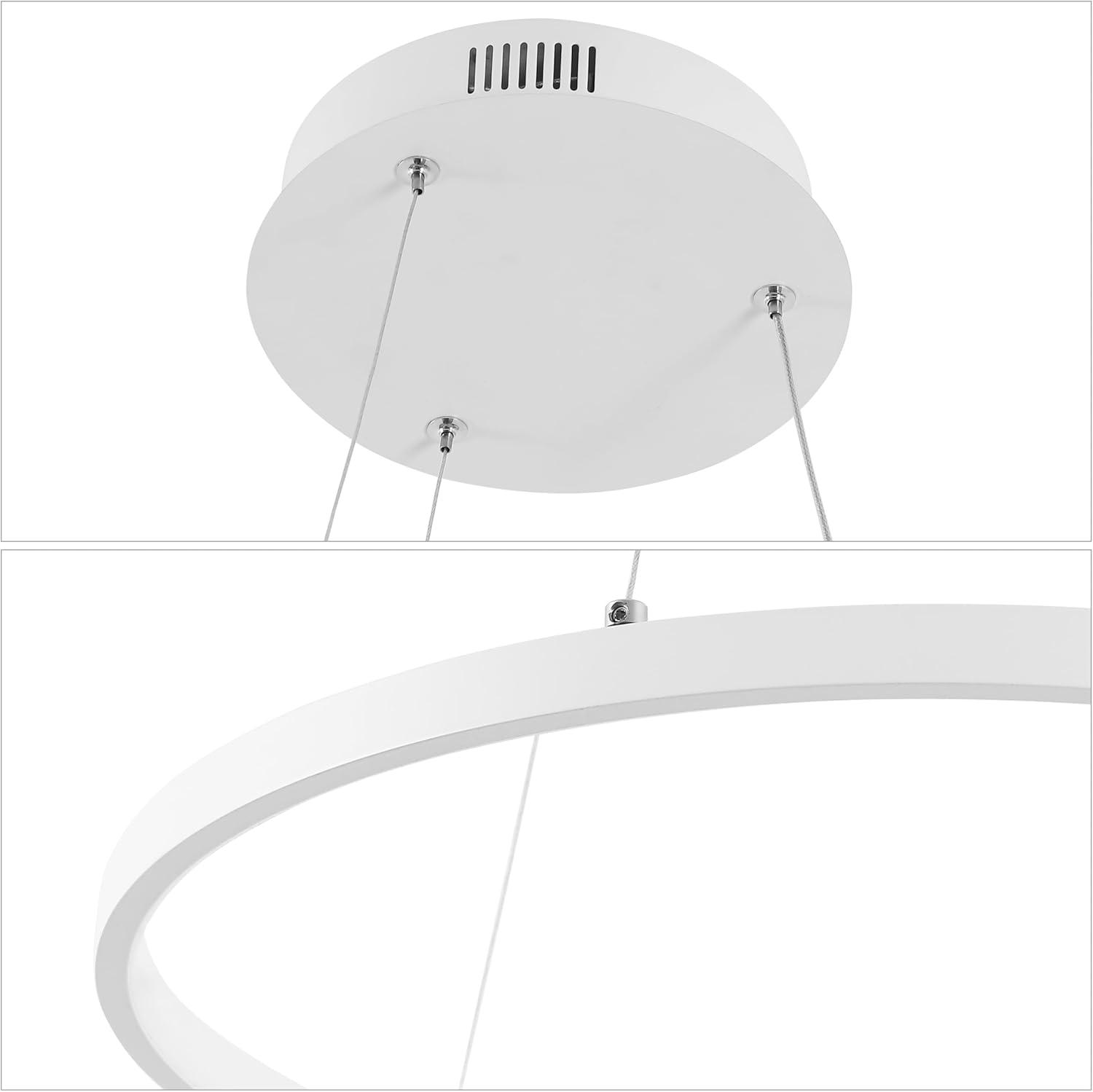 imageJONATHAN Y JYL7203A Brice 2375 Round Integrated LED Metal Pendant Chandelier Modern Contemporary Transitional Dining Room Living Room Kitchen Foyer Bedroom Hallway Matte BlackMatte White