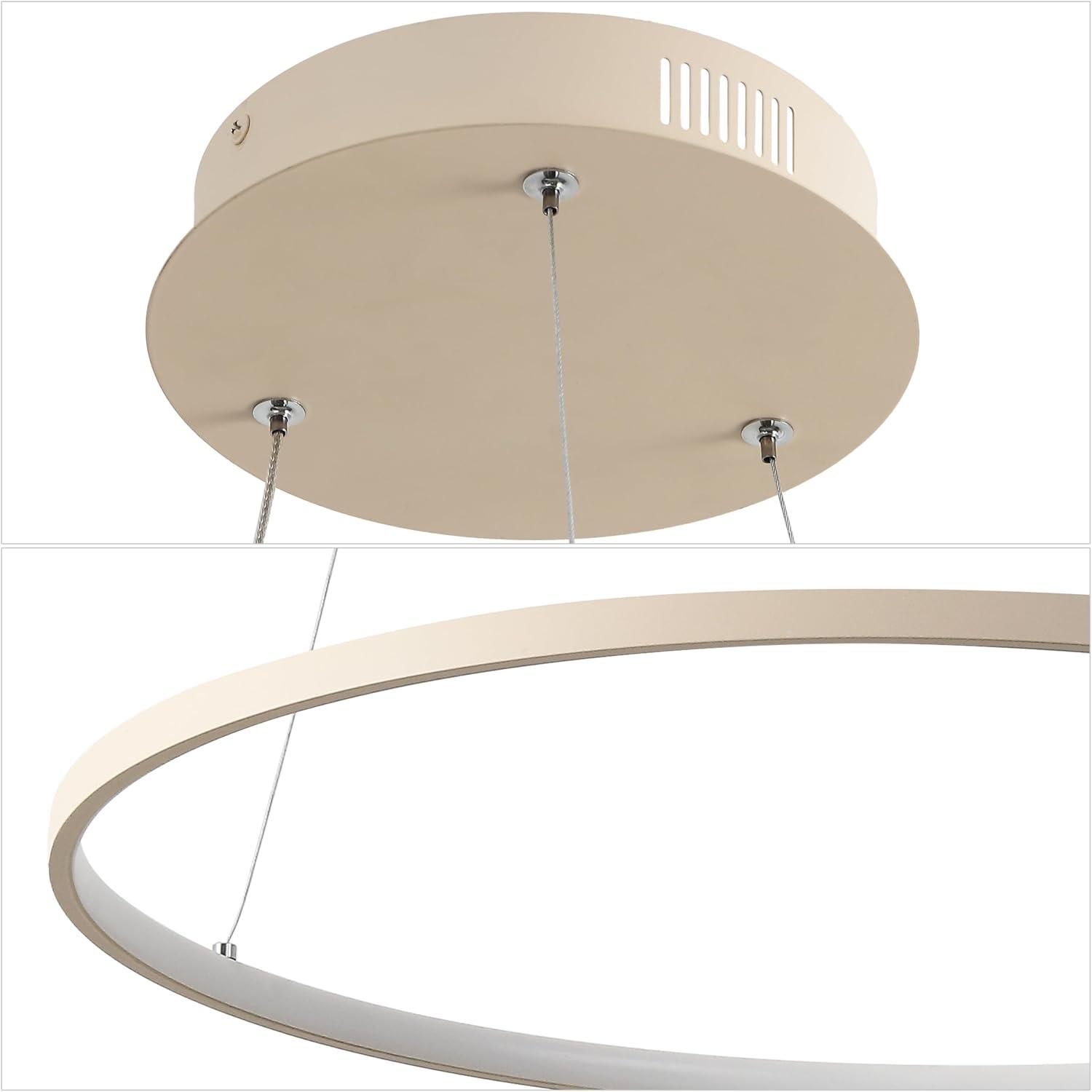 imageJONATHAN Y JYL7203A Brice 2375 Round Integrated LED Metal Pendant Chandelier Modern Contemporary Transitional Dining Room Living Room Kitchen Foyer Bedroom Hallway Matte BlackBeige