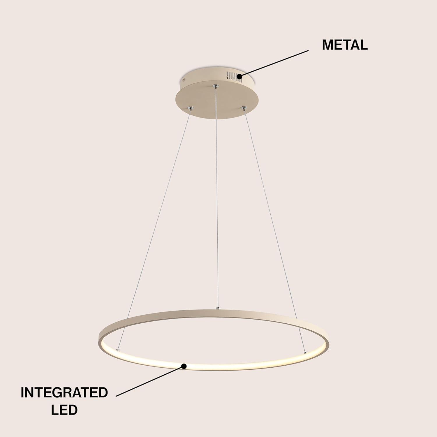 imageJONATHAN Y JYL7203A Brice 2375 Round Integrated LED Metal Pendant Chandelier Modern Contemporary Transitional Dining Room Living Room Kitchen Foyer Bedroom Hallway Matte BlackBeige