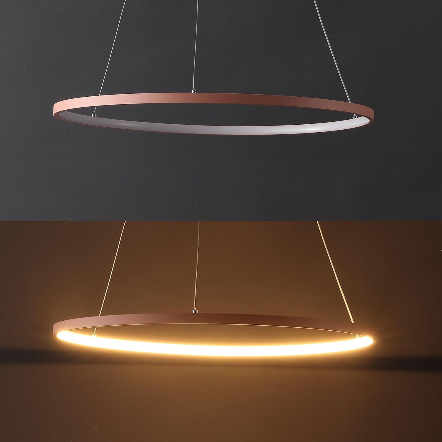imageJONATHAN Y JYL7203A Brice 2375 Round Integrated LED Metal Pendant Chandelier Modern Contemporary Transitional Dining Room Living Room Kitchen Foyer Bedroom Hallway Matte BlackMatte Pink
