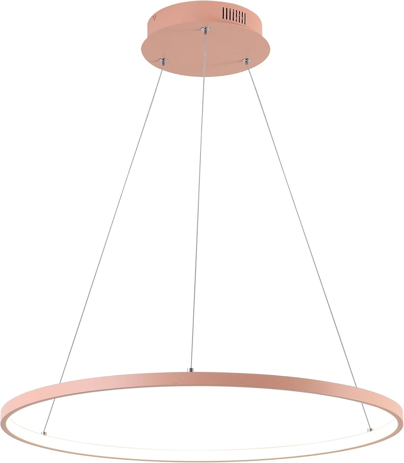 imageJONATHAN Y JYL7203A Brice 2375 Round Integrated LED Metal Pendant Chandelier Modern Contemporary Transitional Dining Room Living Room Kitchen Foyer Bedroom Hallway Matte BlackMatte Pink