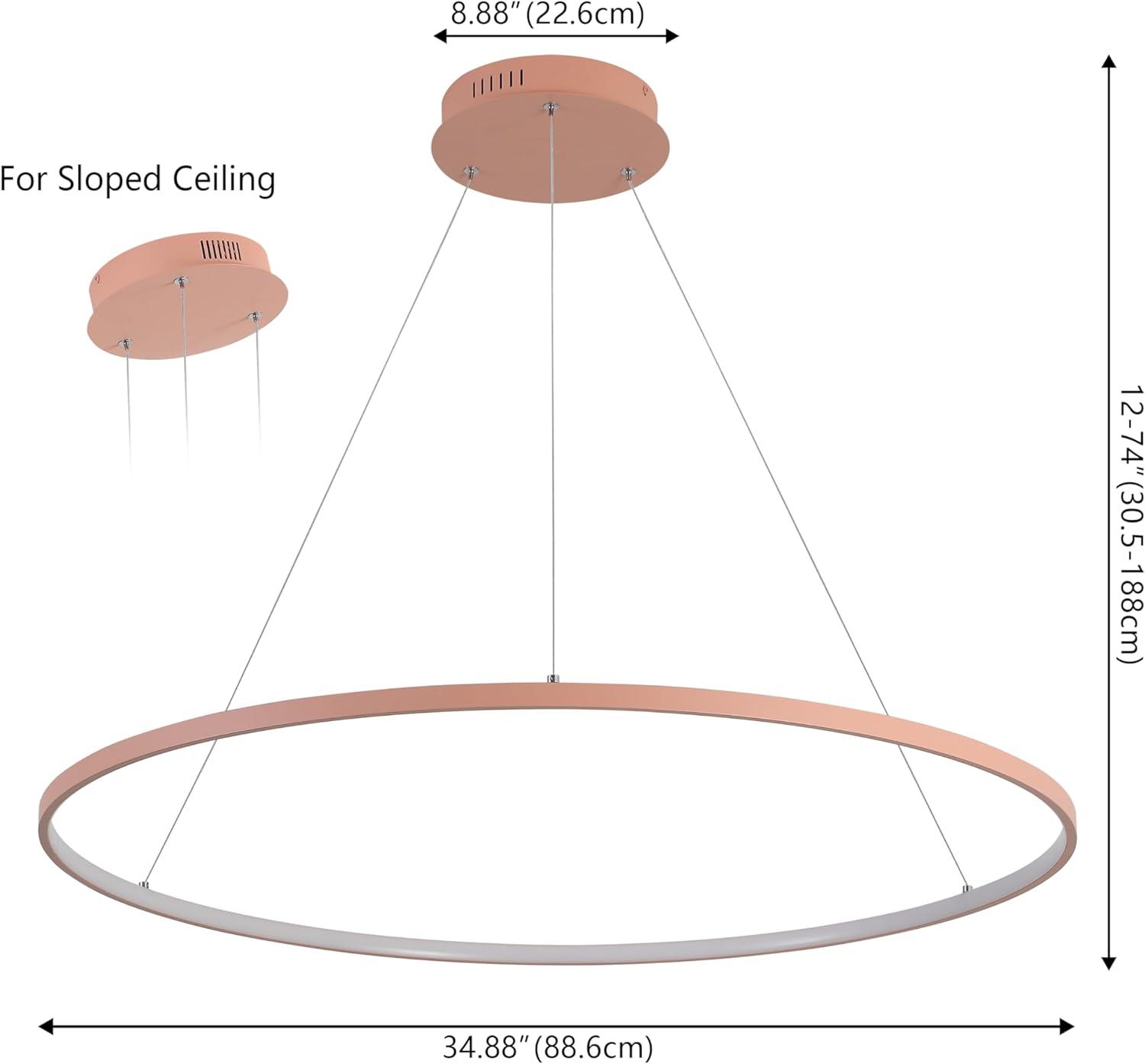 imageJONATHAN Y JYL7203A Brice 2375 Round Integrated LED Metal Pendant Chandelier Modern Contemporary Transitional Dining Room Living Room Kitchen Foyer Bedroom Hallway Matte BlackMatte Pink