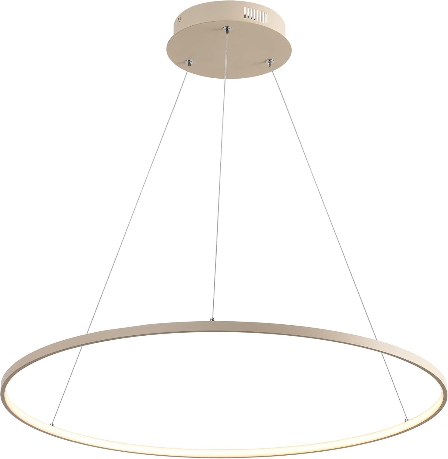 imageJONATHAN Y JYL7203A Brice 2375 Round Integrated LED Metal Pendant Chandelier Modern Contemporary Transitional Dining Room Living Room Kitchen Foyer Bedroom Hallway Matte BlackBeige