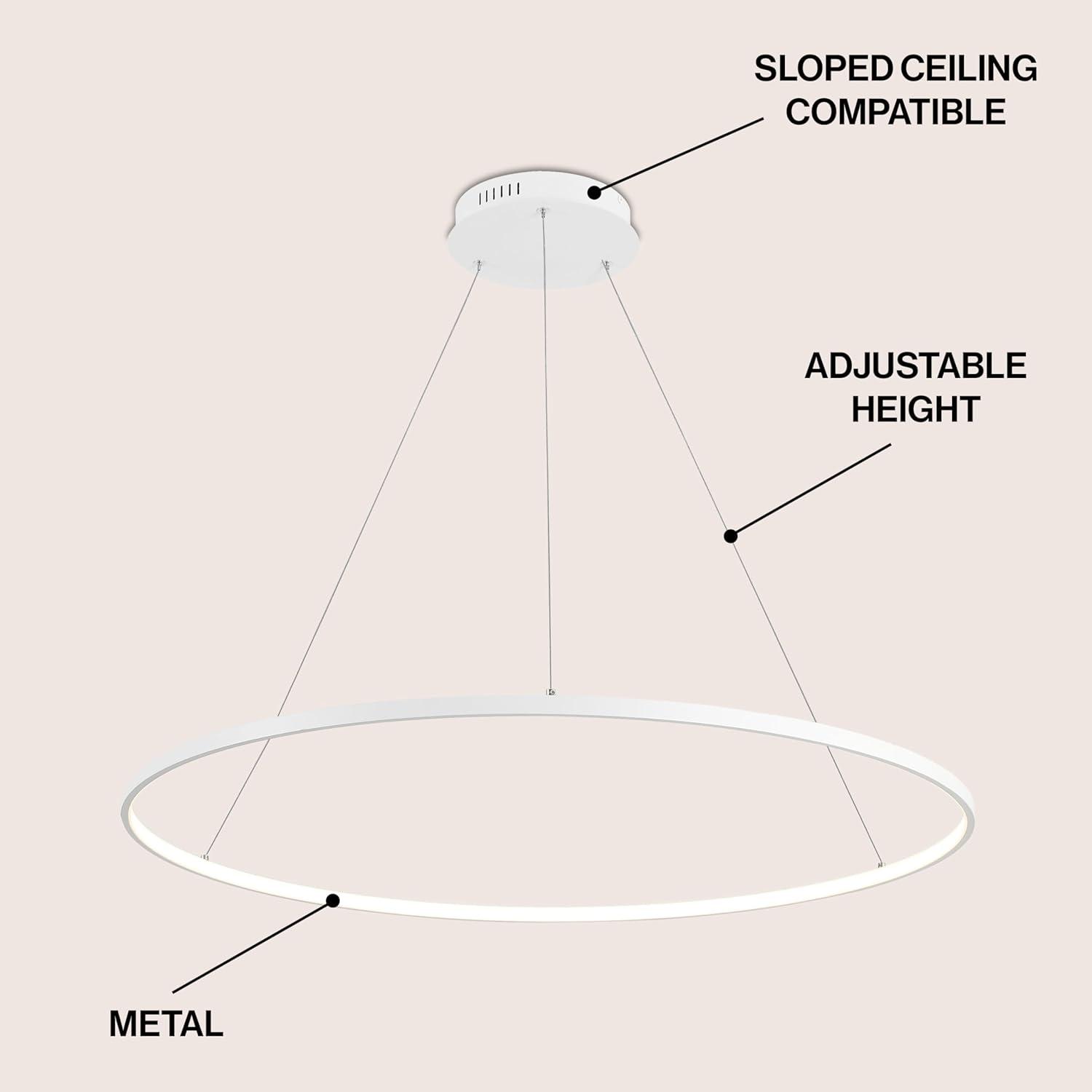 imageJONATHAN Y JYL7203A Brice 2375 Round Integrated LED Metal Pendant Chandelier Modern Contemporary Transitional Dining Room Living Room Kitchen Foyer Bedroom Hallway Matte BlackMatte White