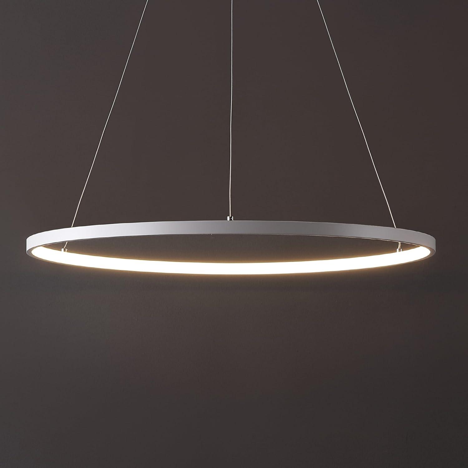 imageJONATHAN Y JYL7203A Brice 2375 Round Integrated LED Metal Pendant Chandelier Modern Contemporary Transitional Dining Room Living Room Kitchen Foyer Bedroom Hallway Matte BlackMatte White