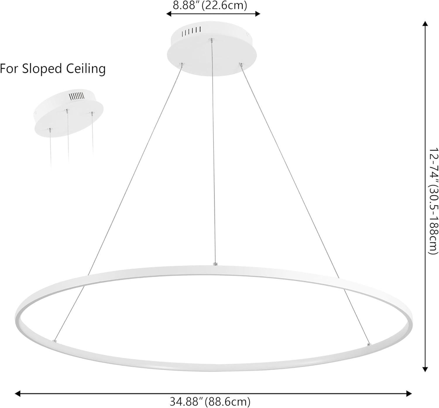 imageJONATHAN Y JYL7203A Brice 2375 Round Integrated LED Metal Pendant Chandelier Modern Contemporary Transitional Dining Room Living Room Kitchen Foyer Bedroom Hallway Matte BlackMatte White