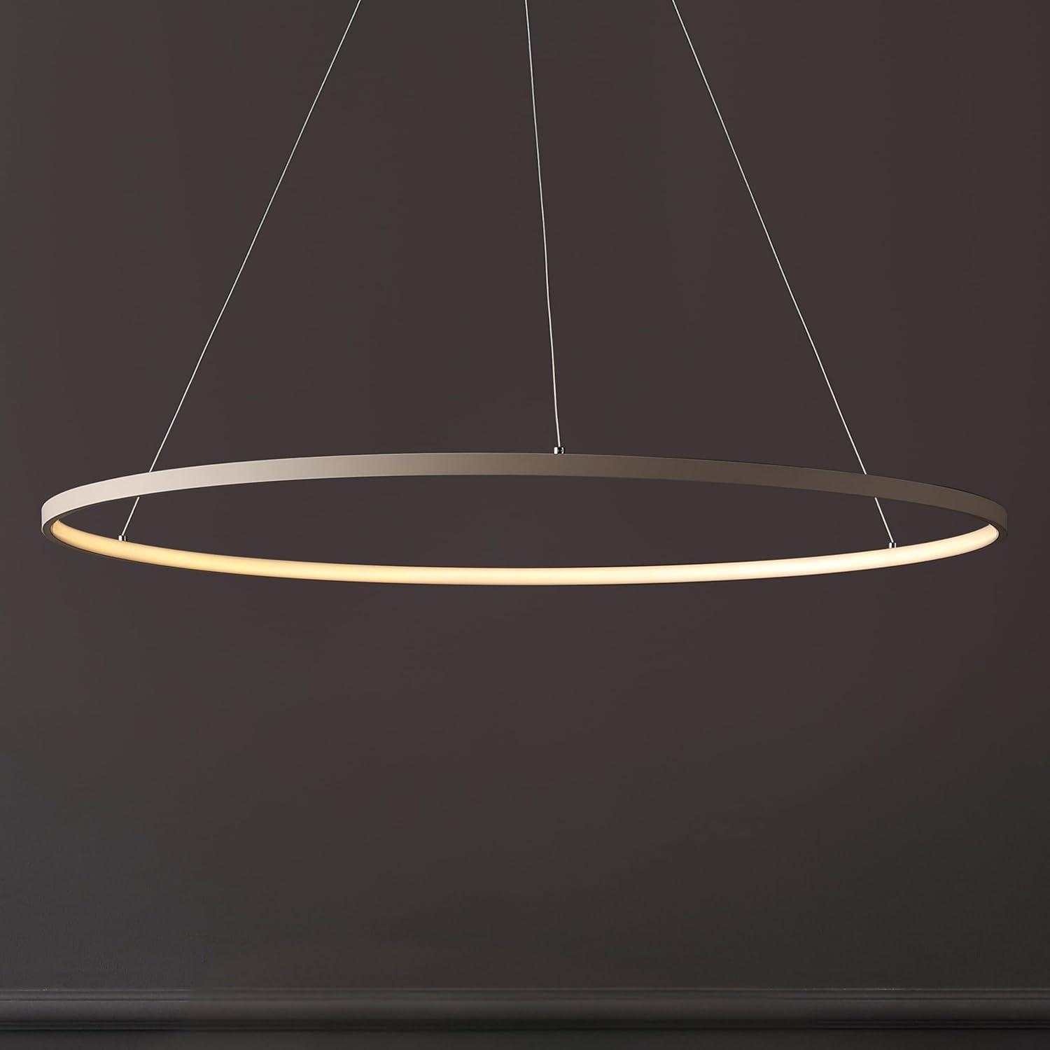 imageJONATHAN Y JYL7203A Brice 2375 Round Integrated LED Metal Pendant Chandelier Modern Contemporary Transitional Dining Room Living Room Kitchen Foyer Bedroom Hallway Matte BlackBeige