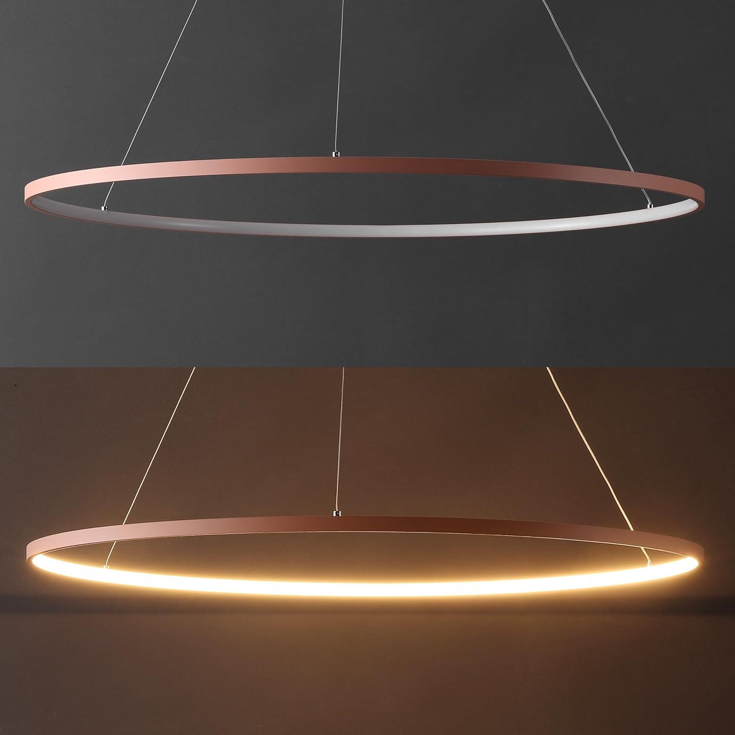 imageJONATHAN Y JYL7203A Brice 2375 Round Integrated LED Metal Pendant Chandelier Modern Contemporary Transitional Dining Room Living Room Kitchen Foyer Bedroom Hallway Matte BlackMatte Pink