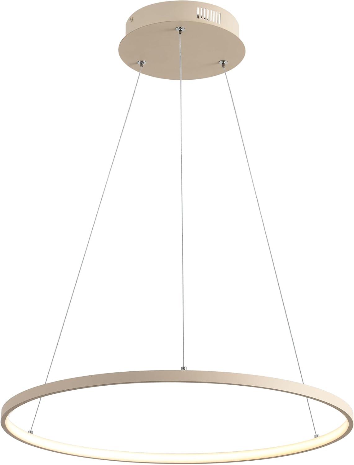 imageJONATHAN Y JYL7203A Brice 2375 Round Integrated LED Metal Pendant Chandelier Modern Contemporary Transitional Dining Room Living Room Kitchen Foyer Bedroom Hallway Matte BlackBeige