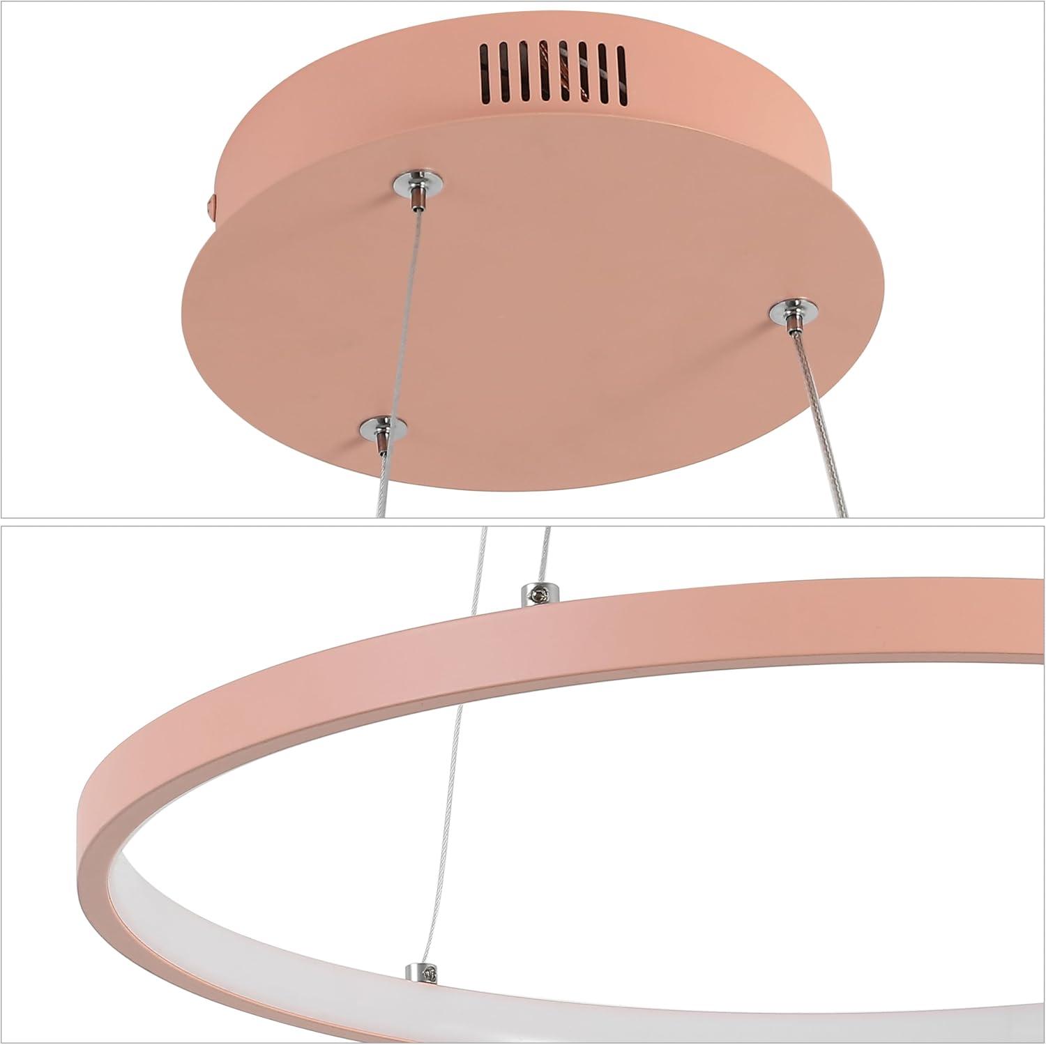 imageJONATHAN Y JYL7203A Brice 2375 Round Integrated LED Metal Pendant Chandelier Modern Contemporary Transitional Dining Room Living Room Kitchen Foyer Bedroom Hallway Matte BlackMatte Pink