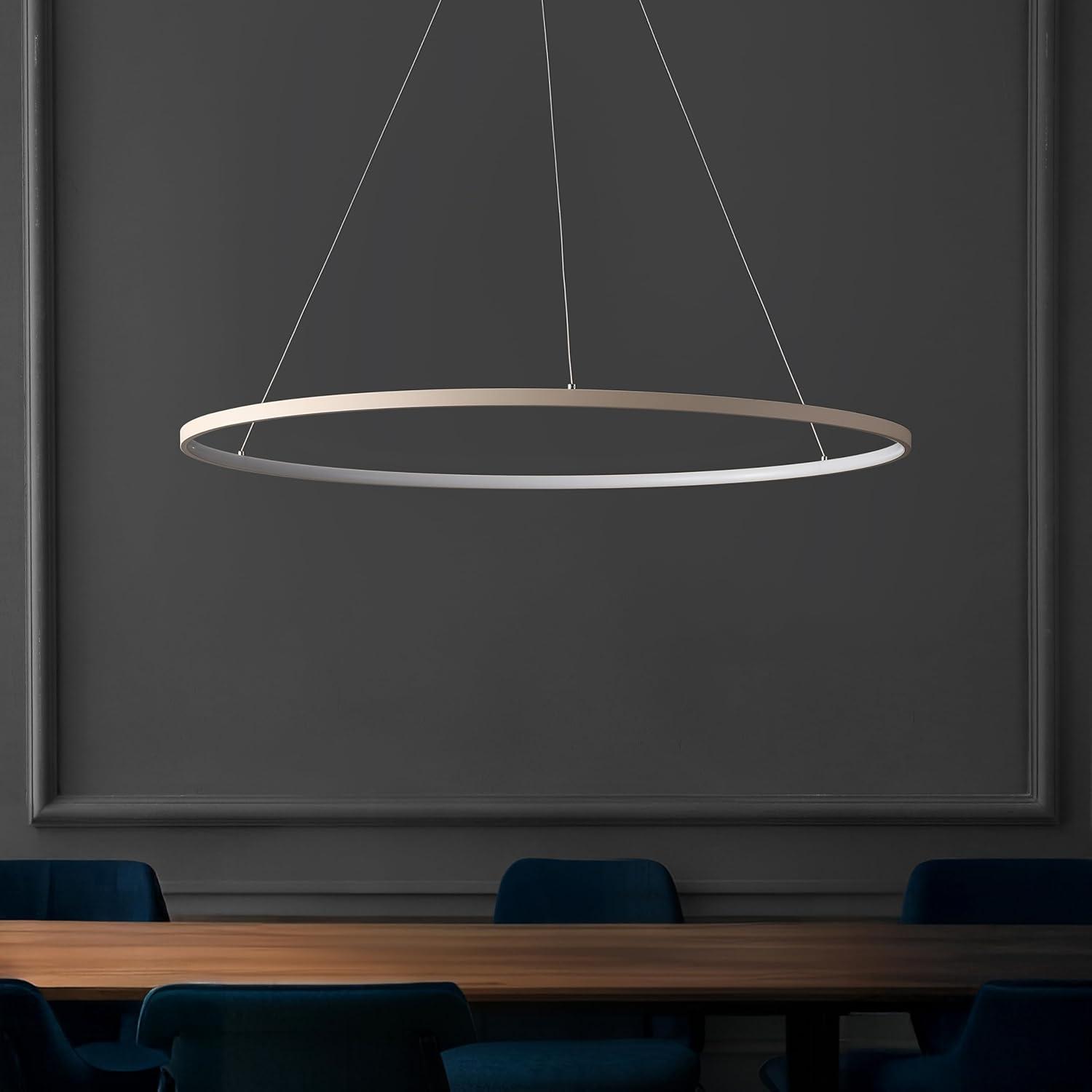 imageJONATHAN Y JYL7203A Brice 2375 Round Integrated LED Metal Pendant Chandelier Modern Contemporary Transitional Dining Room Living Room Kitchen Foyer Bedroom Hallway Matte BlackBeige