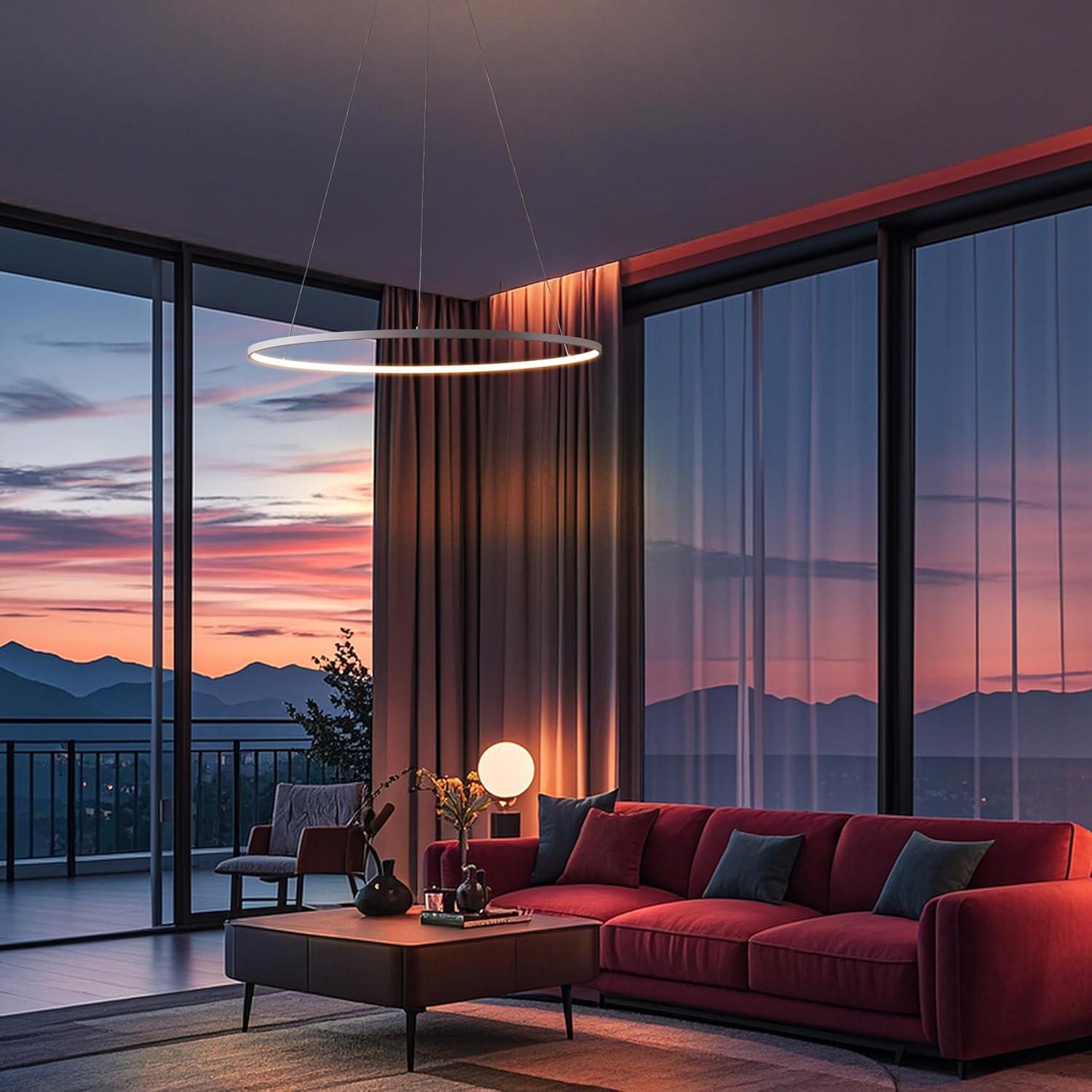 imageJONATHAN Y JYL7203A Brice 2375 Round Integrated LED Metal Pendant Chandelier Modern Contemporary Transitional Dining Room Living Room Kitchen Foyer Bedroom Hallway Matte BlackMatte White