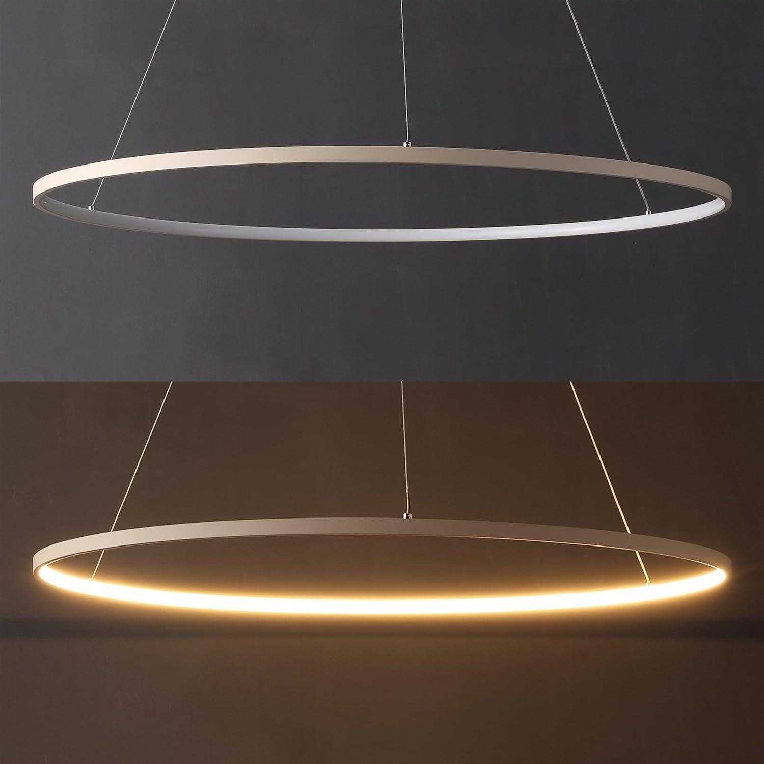 imageJONATHAN Y JYL7203A Brice 2375 Round Integrated LED Metal Pendant Chandelier Modern Contemporary Transitional Dining Room Living Room Kitchen Foyer Bedroom Hallway Matte BlackBeige