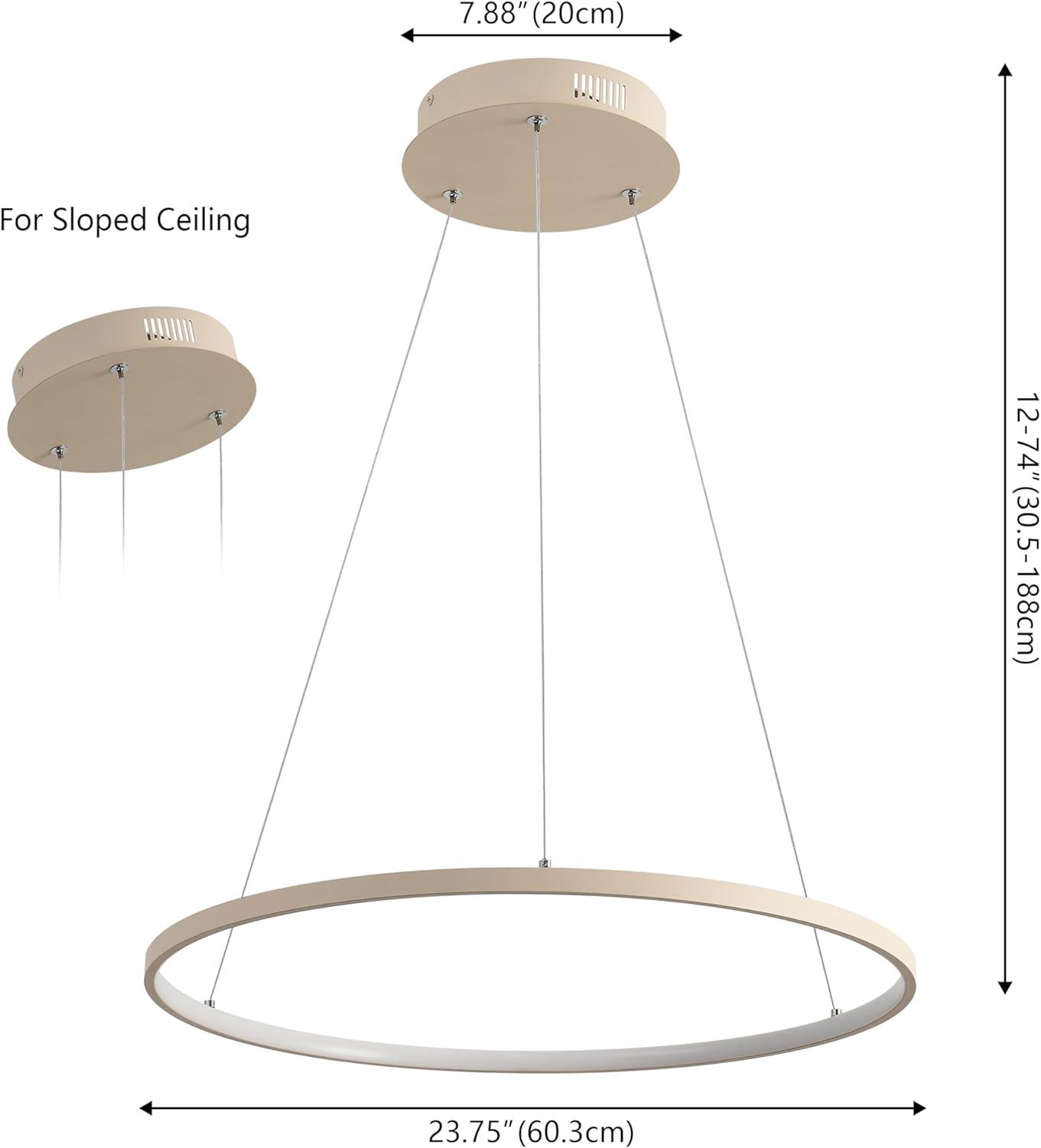 imageJONATHAN Y JYL7203A Brice 2375 Round Integrated LED Metal Pendant Chandelier Modern Contemporary Transitional Dining Room Living Room Kitchen Foyer Bedroom Hallway Matte BlackBeige