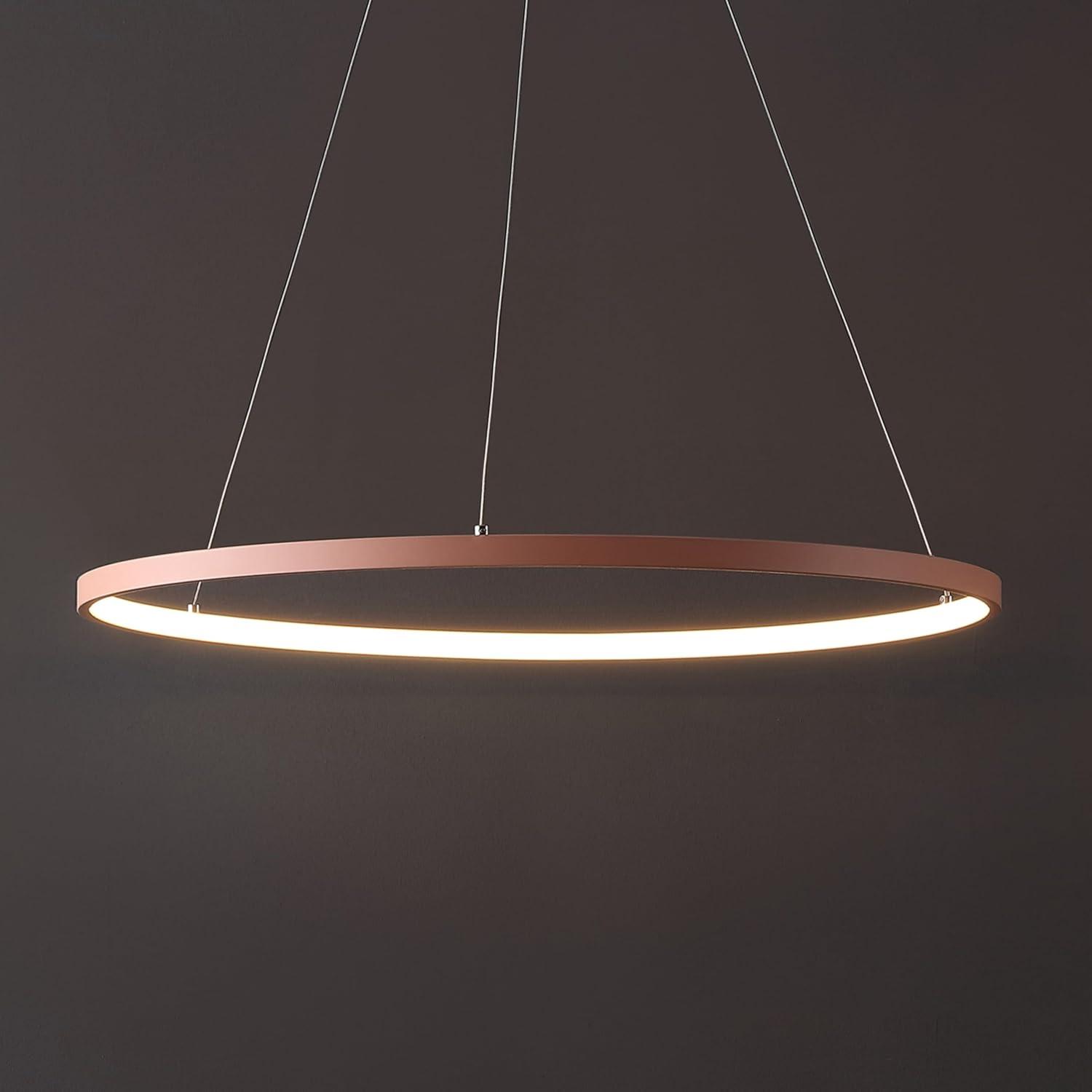 imageJONATHAN Y JYL7203A Brice 2375 Round Integrated LED Metal Pendant Chandelier Modern Contemporary Transitional Dining Room Living Room Kitchen Foyer Bedroom Hallway Matte BlackMatte Pink